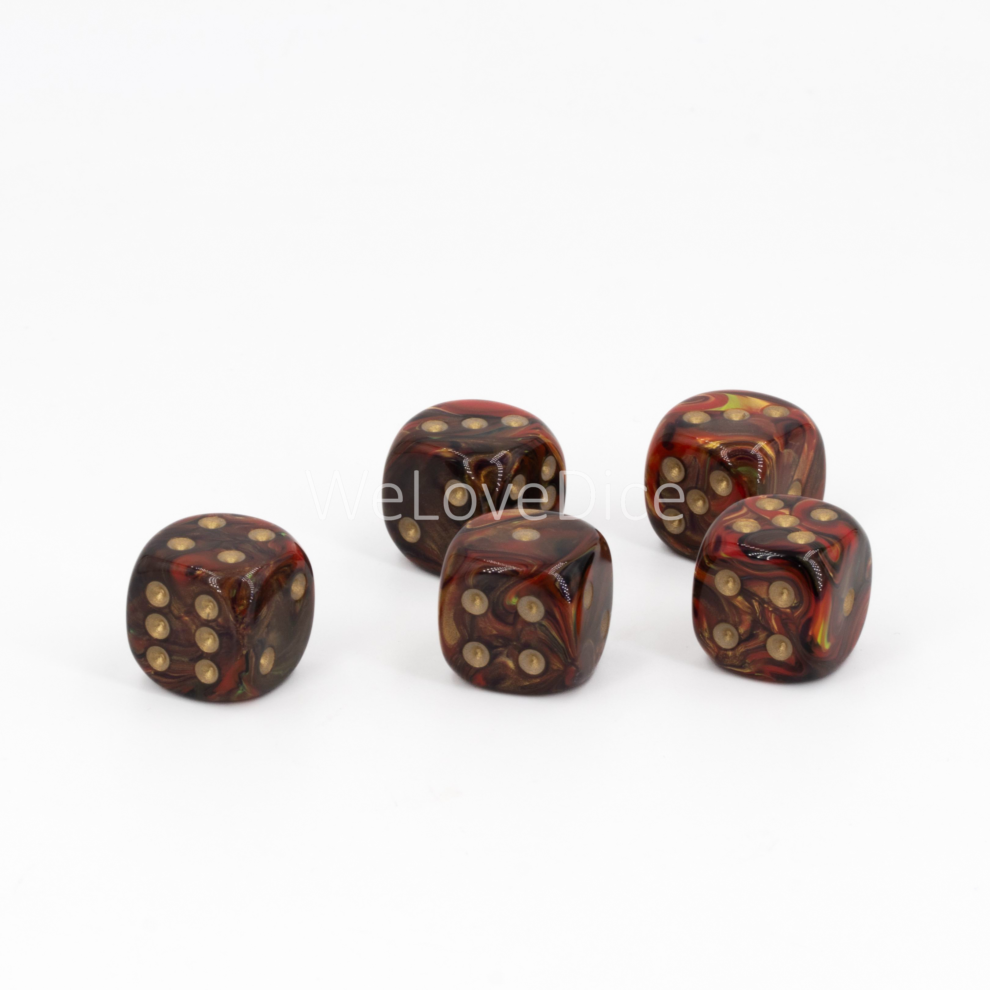 16mm  D6 Dice in redgold / gold