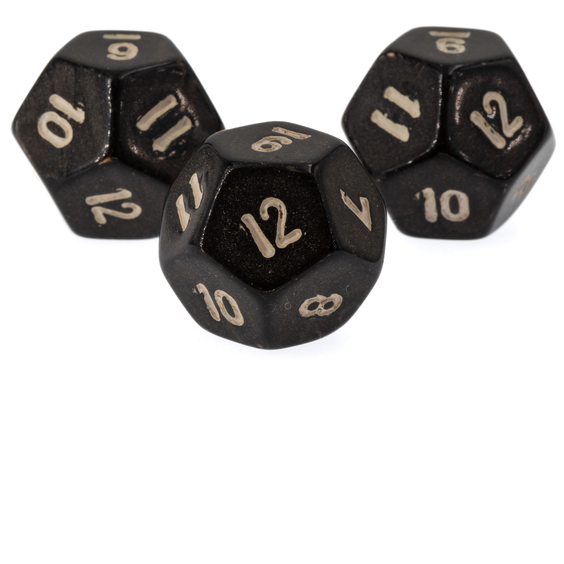 D12dice in dark grey / gelb opaque