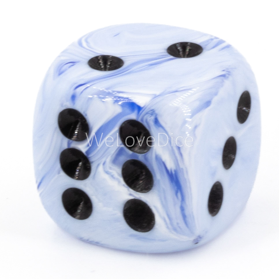 25mm  D6 Dice in ice cream blue / black Marbled