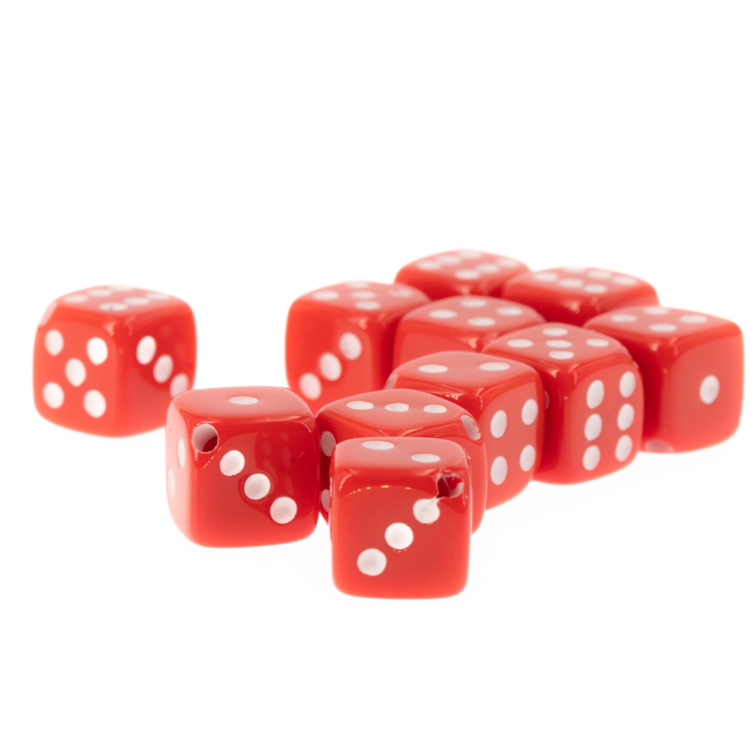  8mm Dice bead - red / white Opaque, in