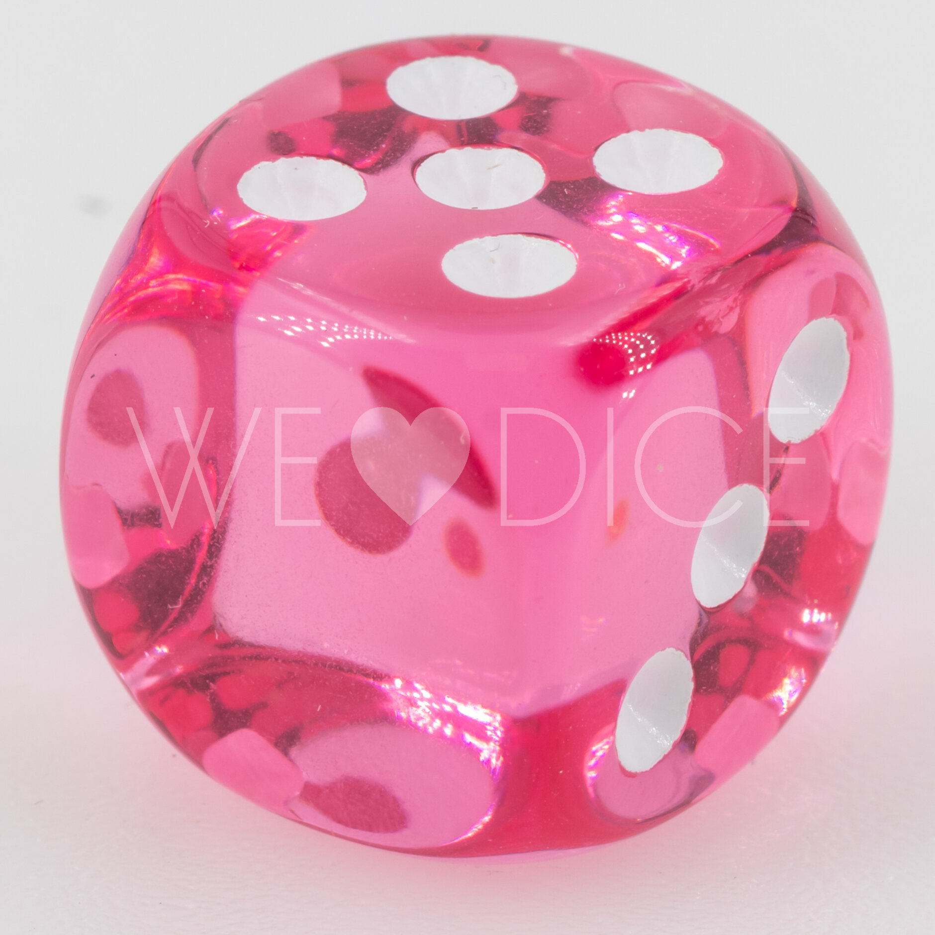 16mm Dice in pink / white Translucent no "6"
