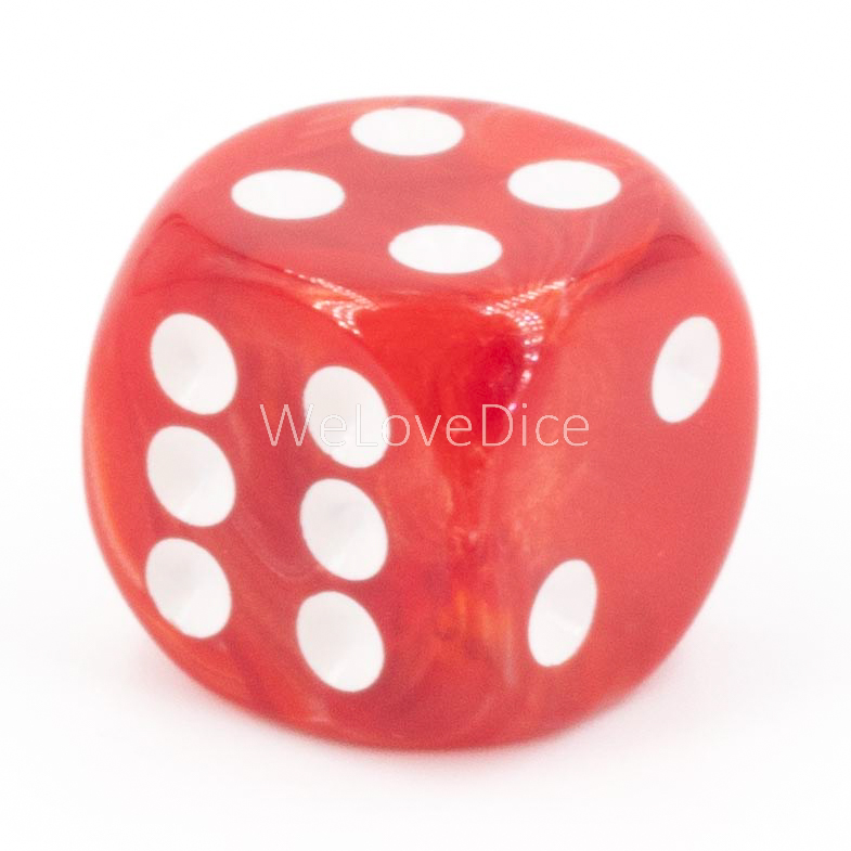 16mm W6 Würfel in lachsrot / weiß