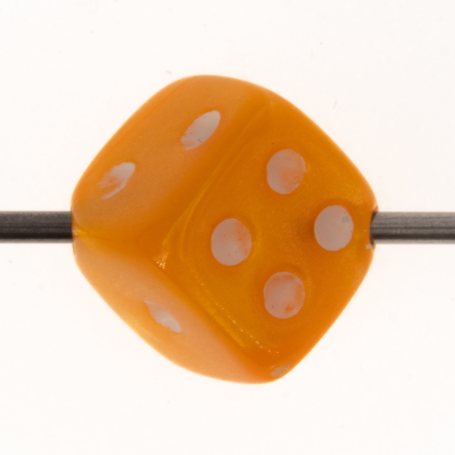  5mm Dice bead - orange / white Silk, in