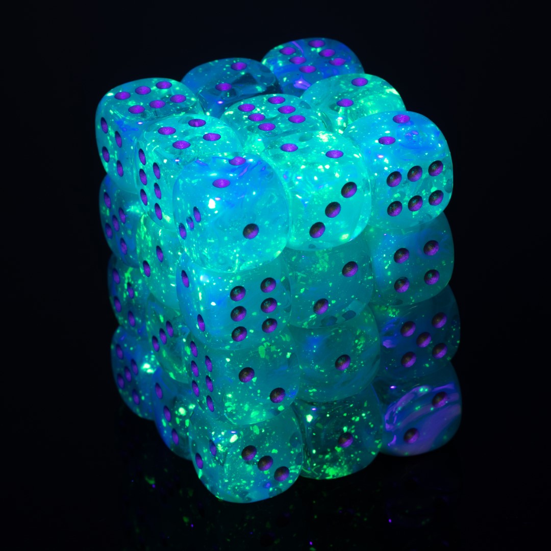 Luminary™ Himmel / silber 12mm W6 Würfel Set (36 Würfel)