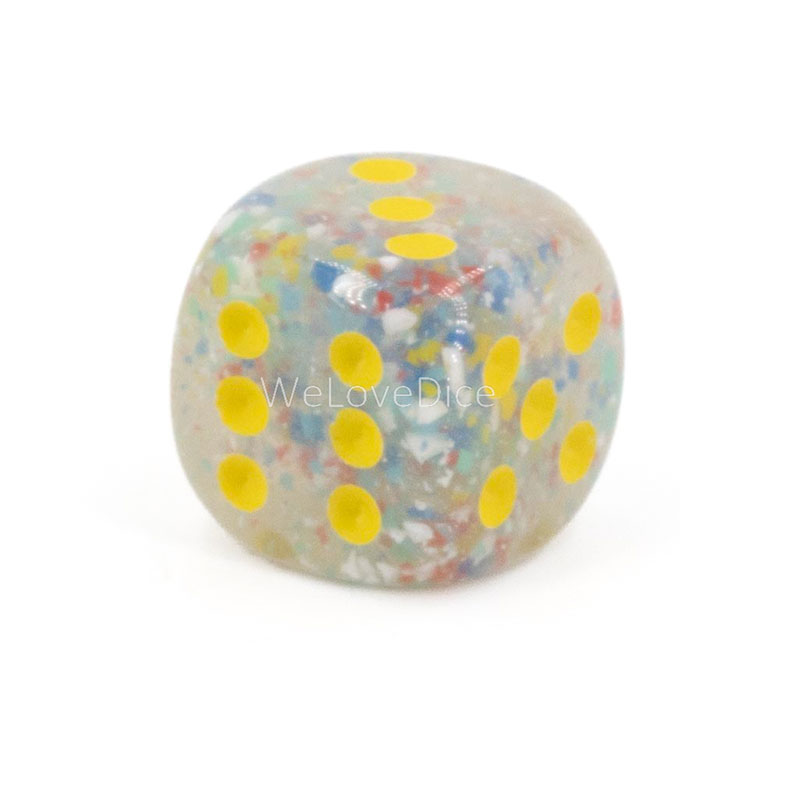 16mm W6 Würfel in hellgrau bunt / gelb