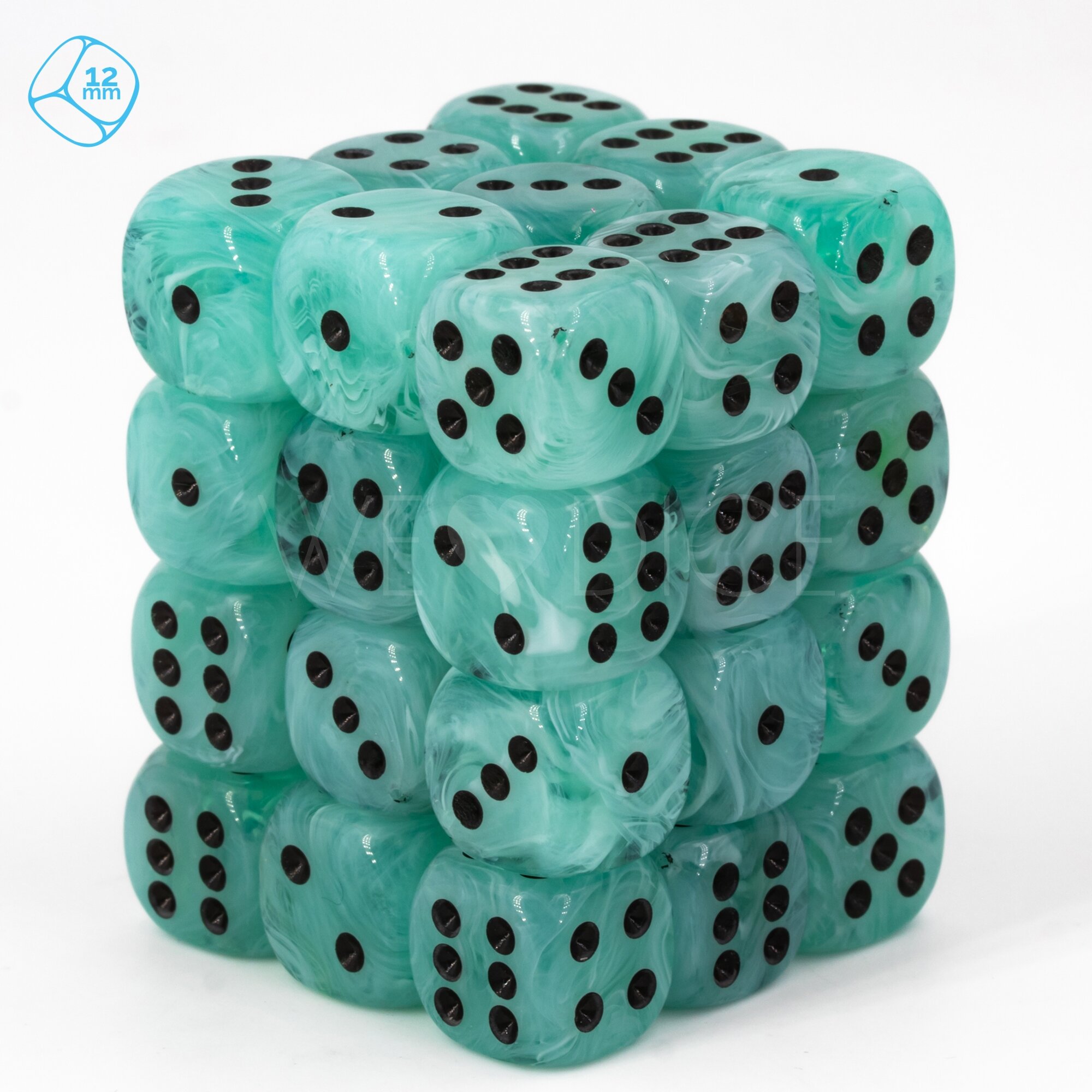 Marmor Maro jade / schwarz 12mm W6 Set (36 Stück)