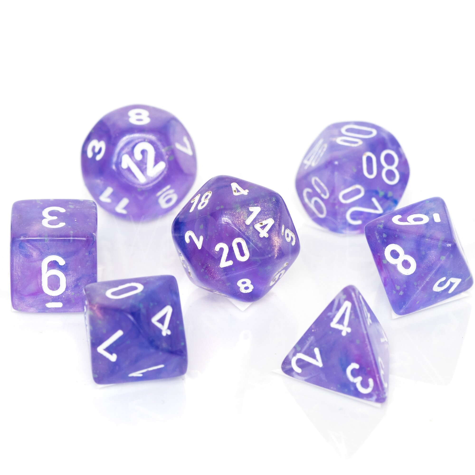 Borealis® Polyhedral Lila / weiß 7-Würfel Set