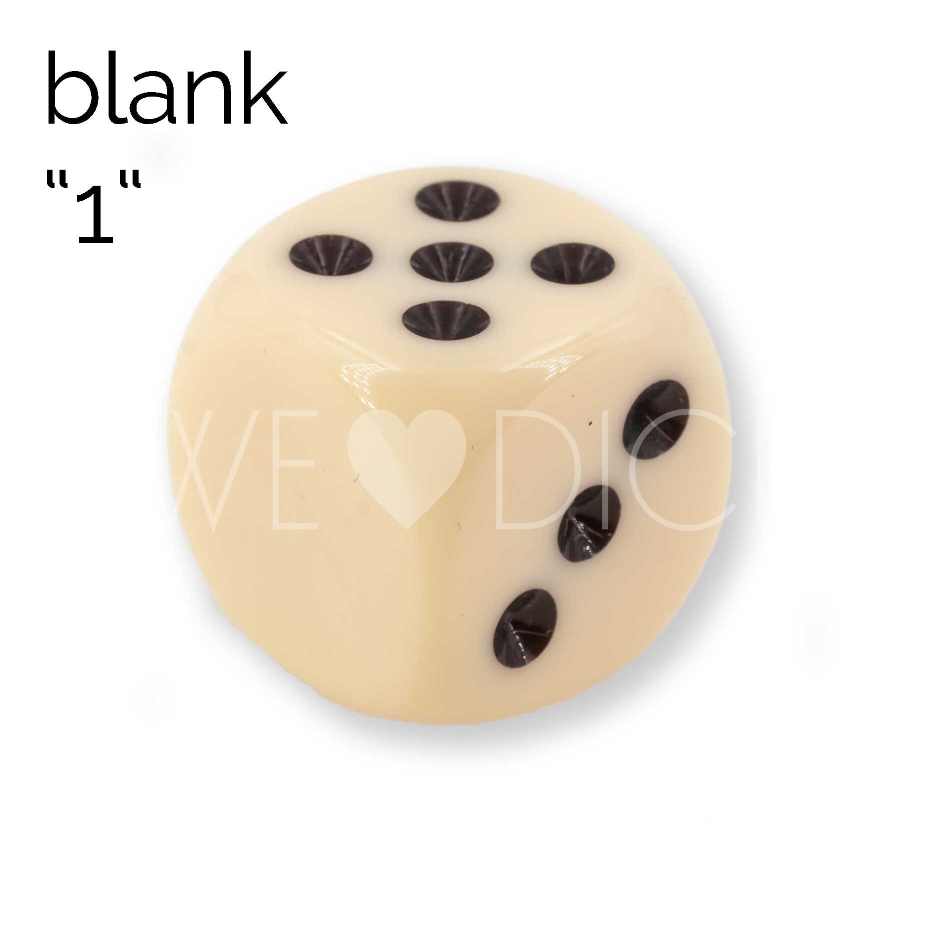 16mm Dice in ivory  / black Opaque no "6"