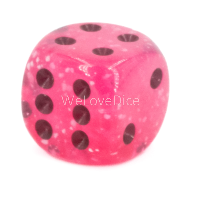 16mm  D6 Dice in pink / black