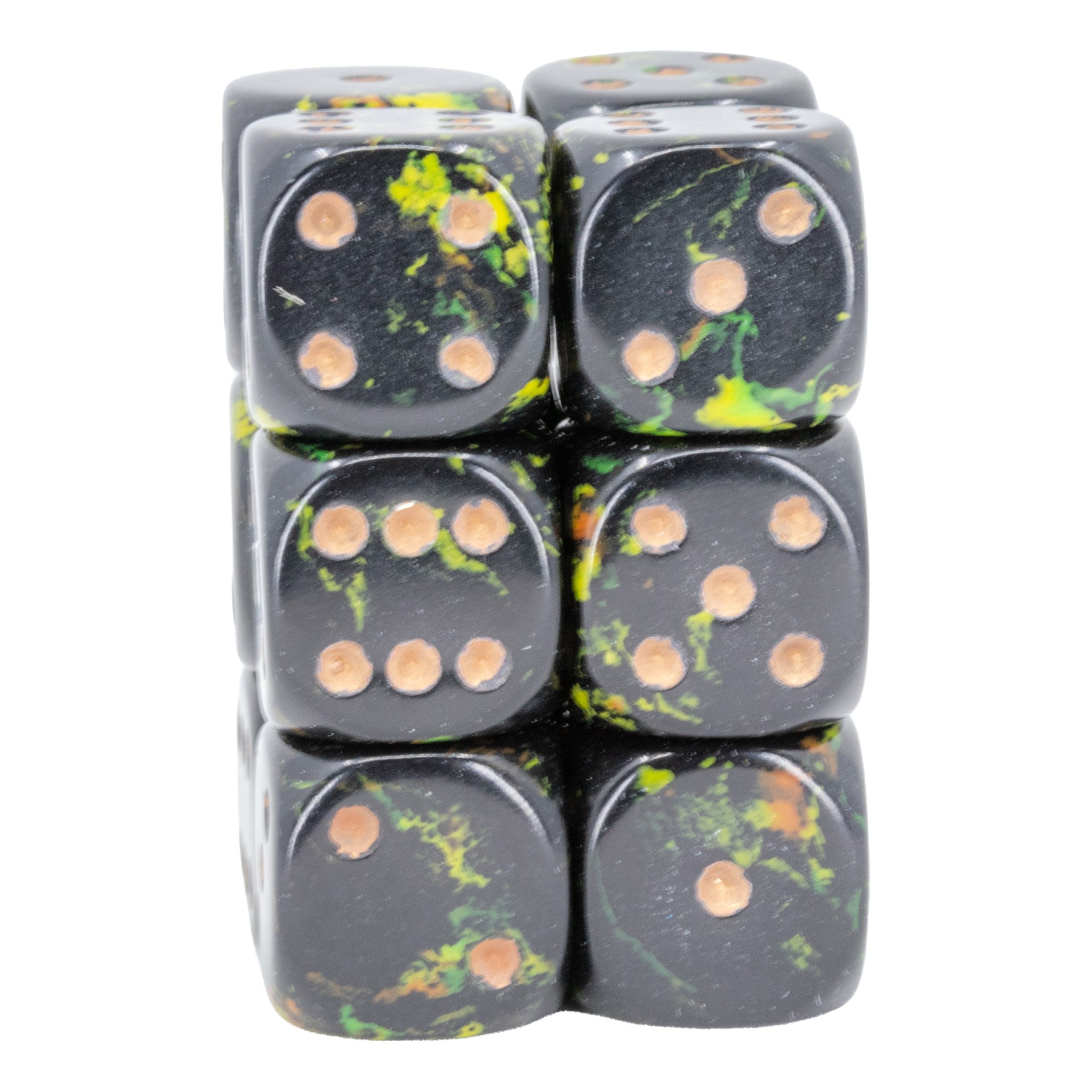 Brush™ Deep Forest™ / gold 16mm W6 Würfel Set (12 Würfel)