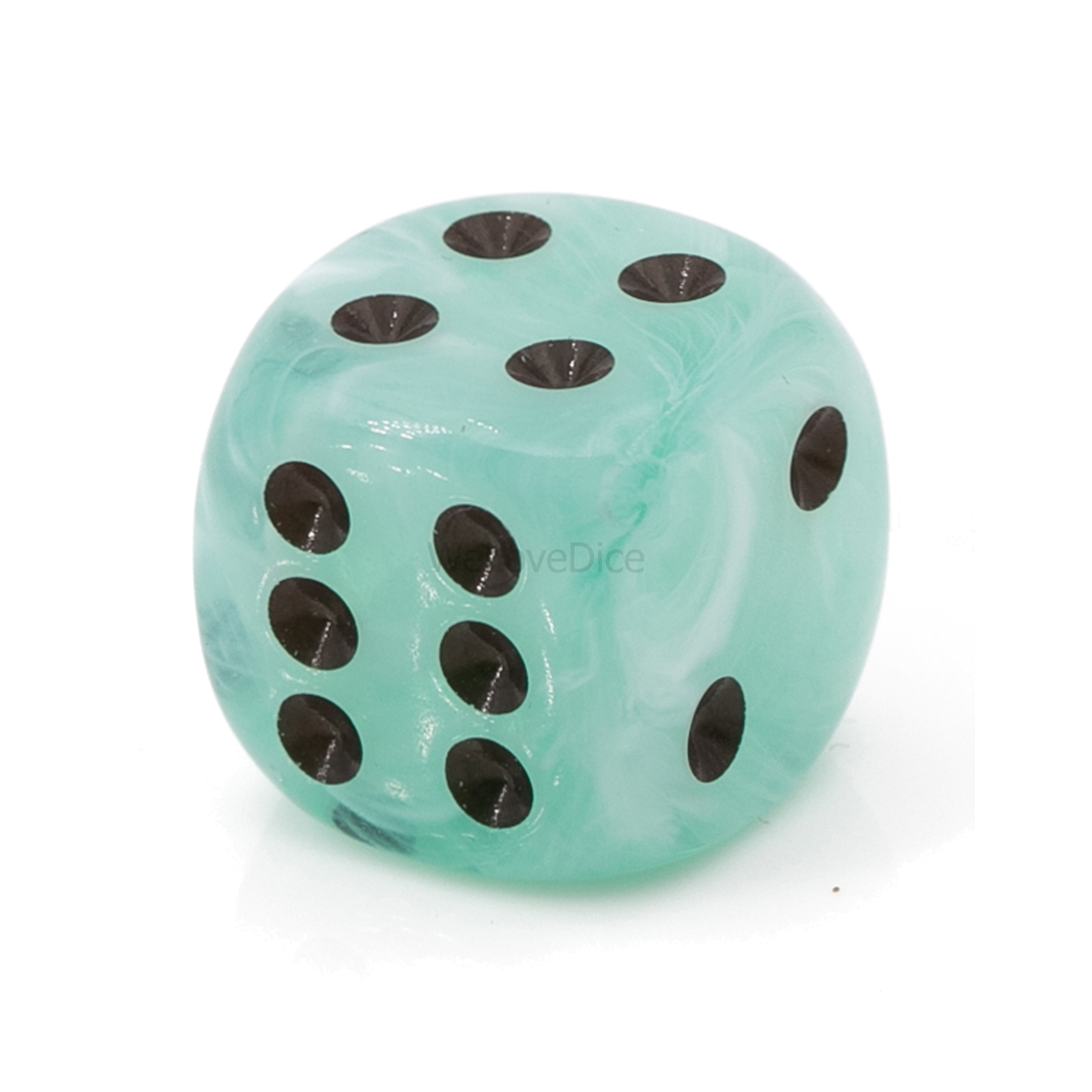 22mm  D6 Dice in dusty jade / black Marbled