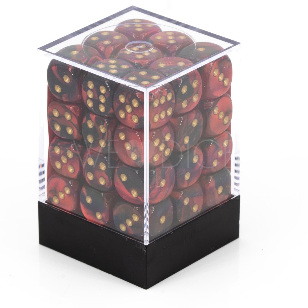Gemini® Schwarz-Rot / gold 12mm W6 Würfel Set (36 Würfel)
