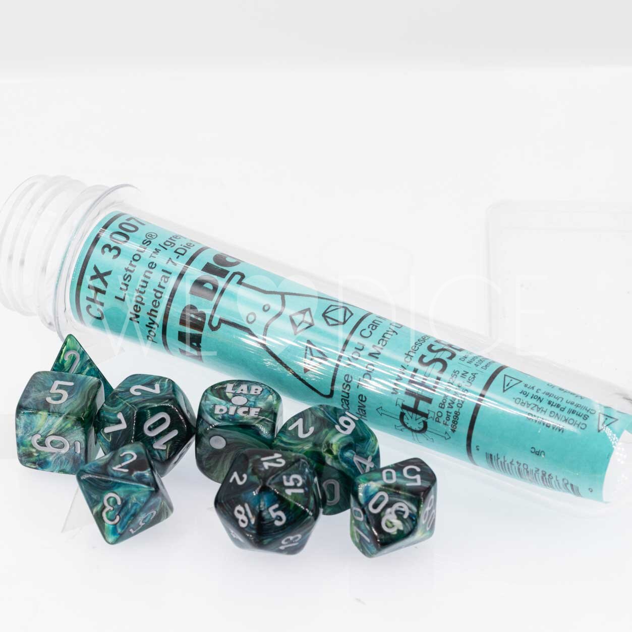 PRE ORDER LabDice Lustrous  Neptune™ / grey  Dice Set 9 Pieces