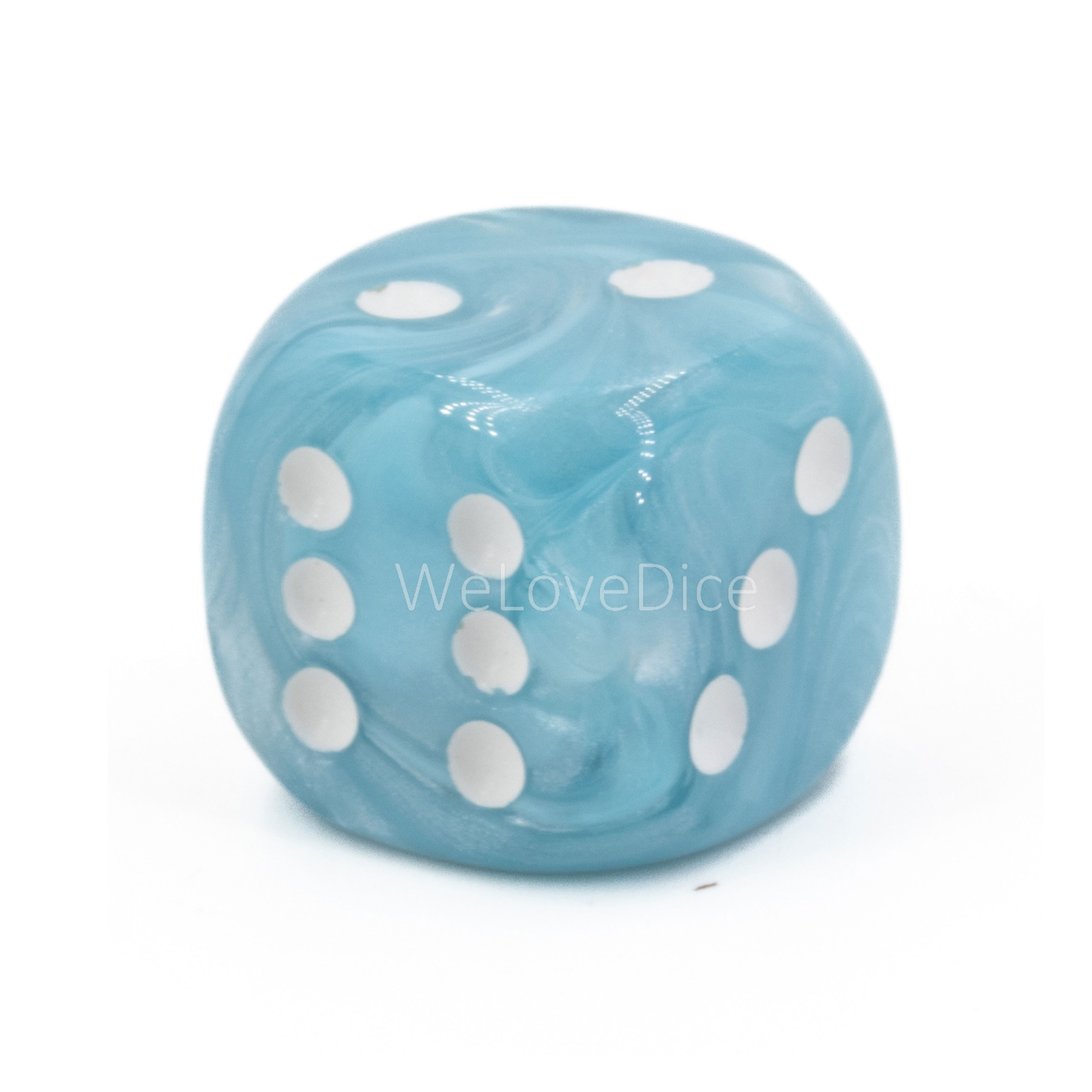 8mm  D6 Dice in cloud blue / white Marbled