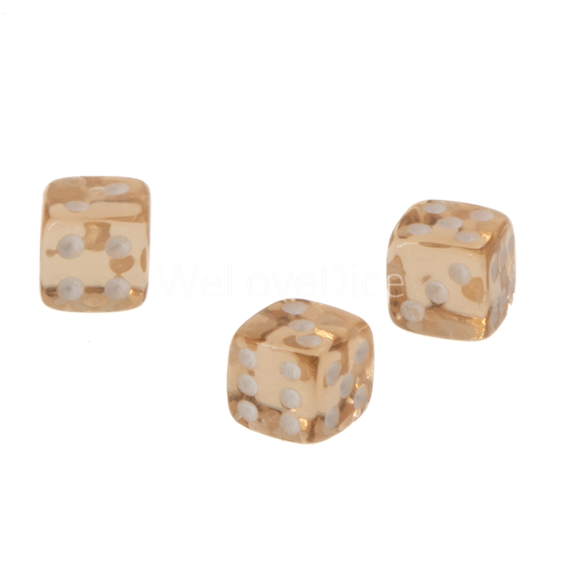 5mm  D6 Dice in camel brown / white Translucent
