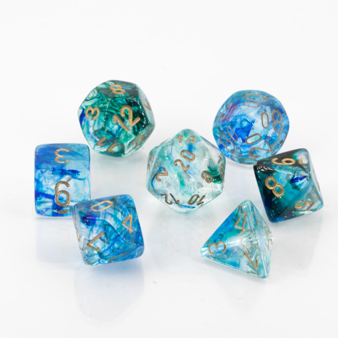 Nebula® Polyhedral Oceanic / Gold 7-Würfel Set