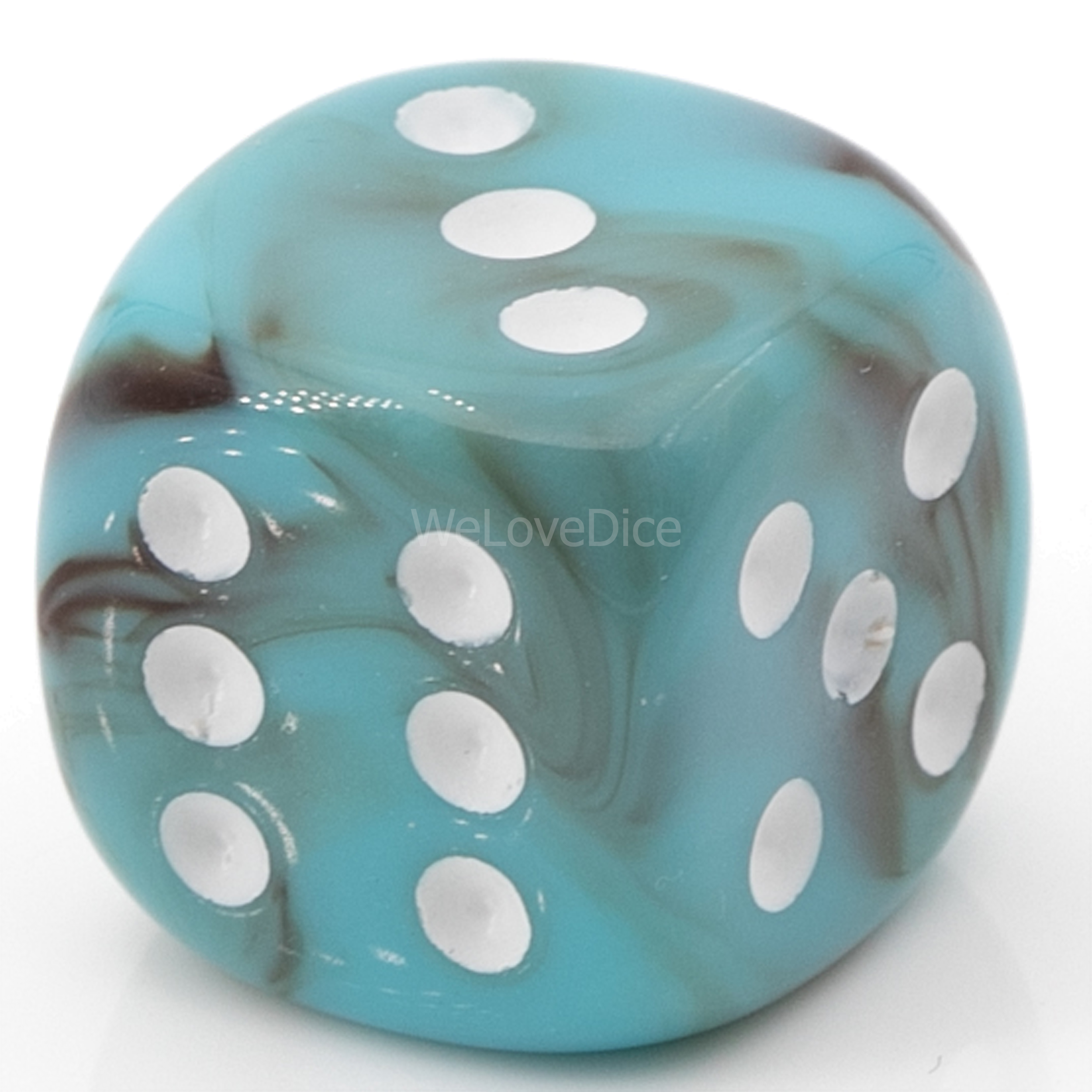 14mm W6 Würfel in türkis / weiß