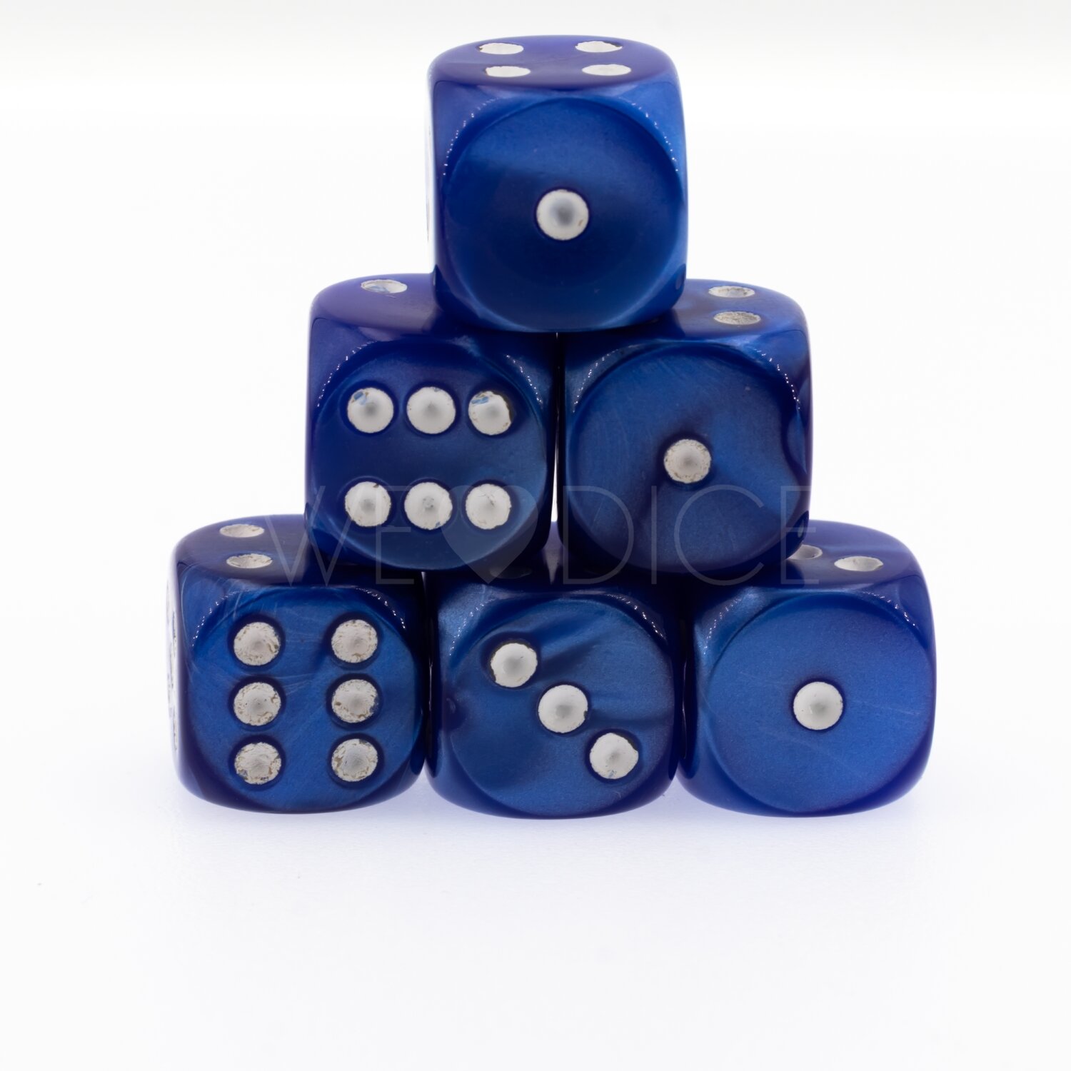 16mm  D6 Dice in blue / white