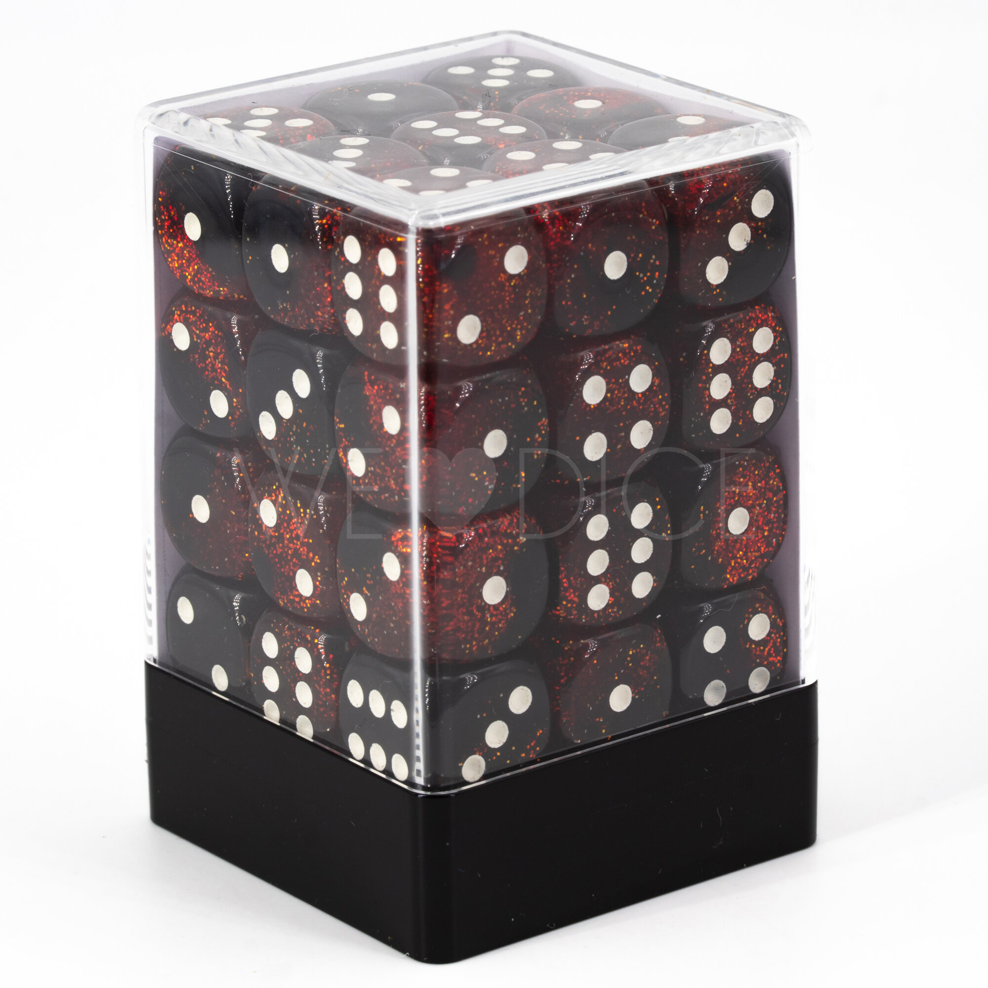 2-Ton glitzer rot schwarz / weiss 12mm W6 Set (36 Stück)