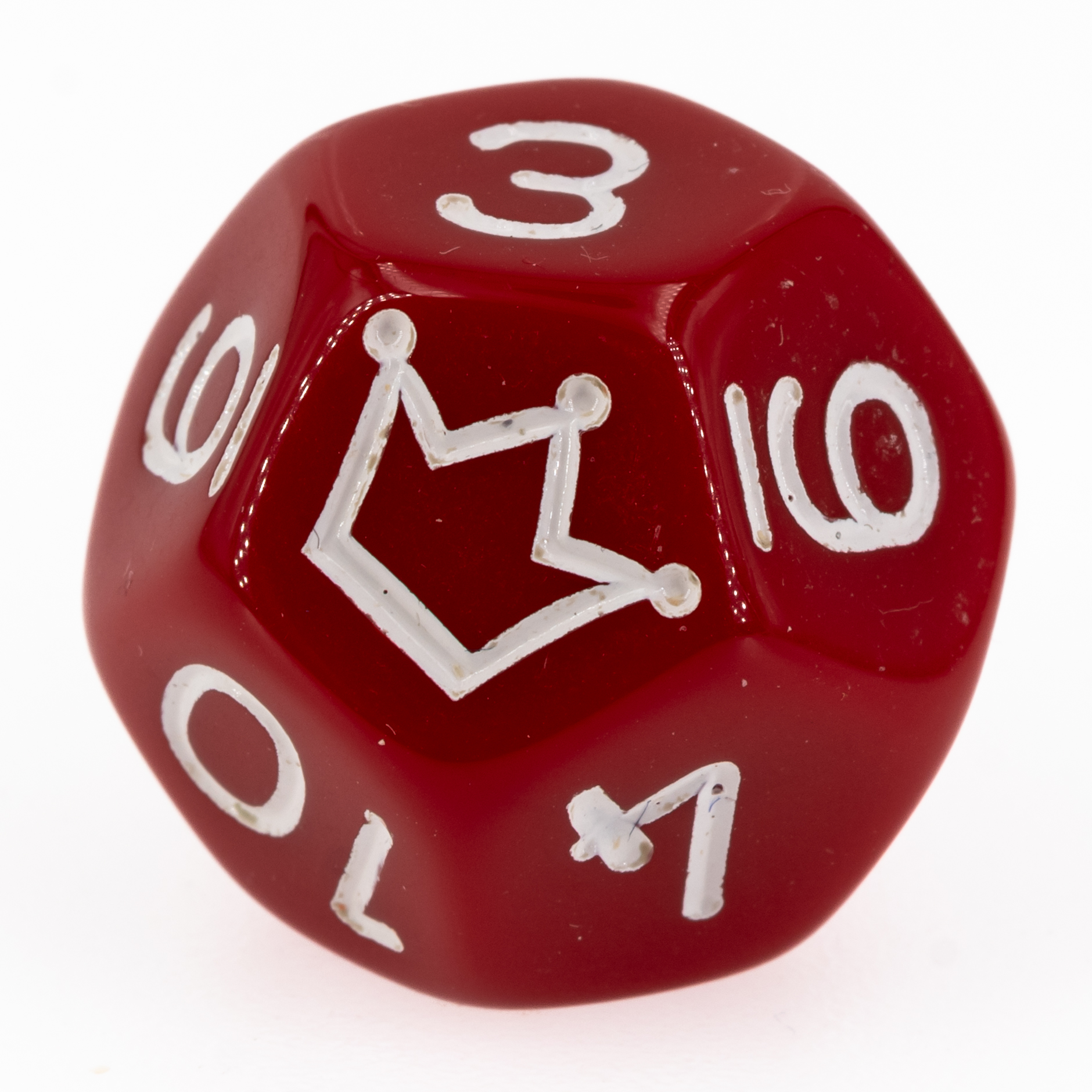 W12 Würfel 1-10 & Stern rot / weiß satt