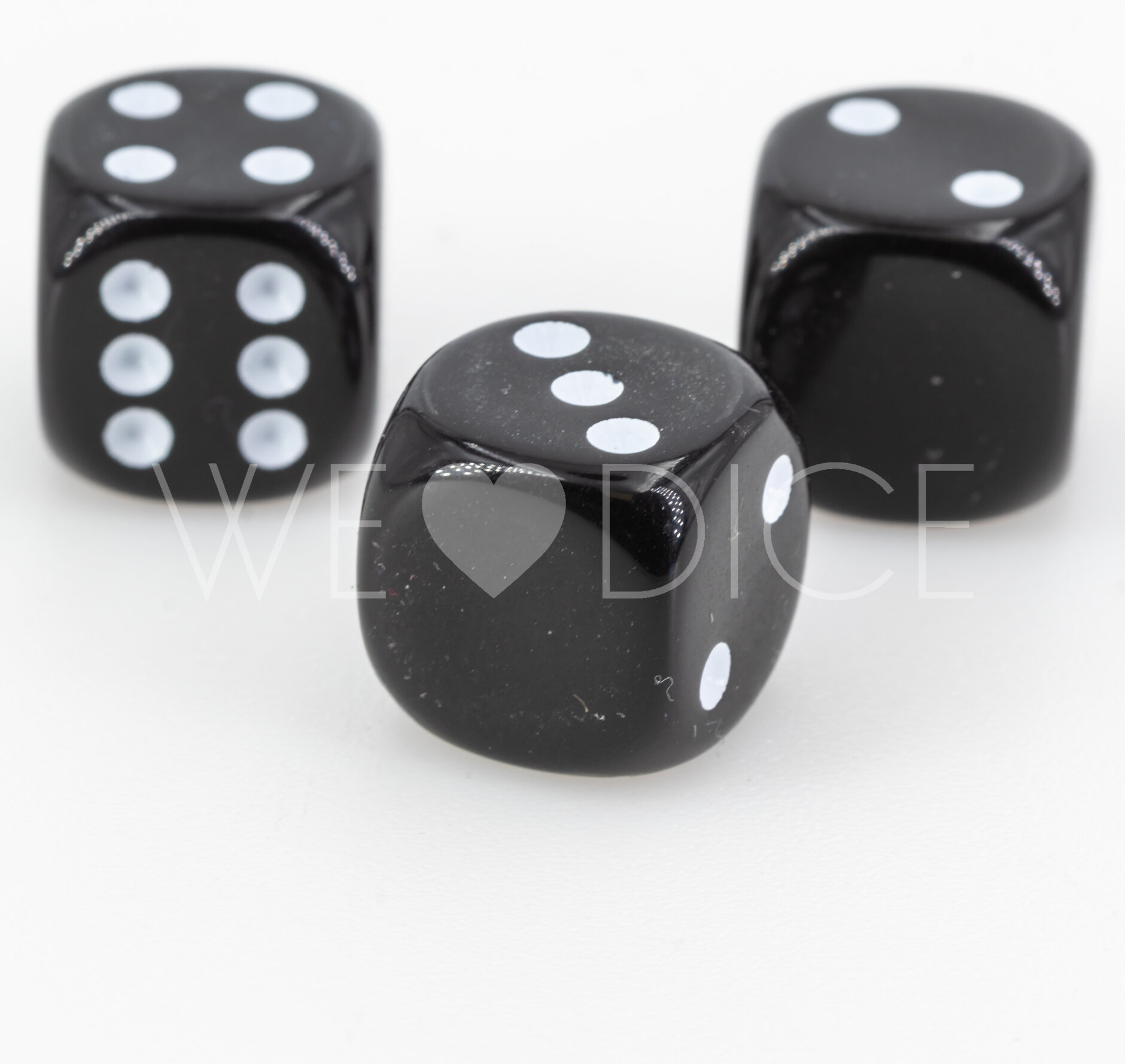 16mm Dice in black Opaque no "6"
