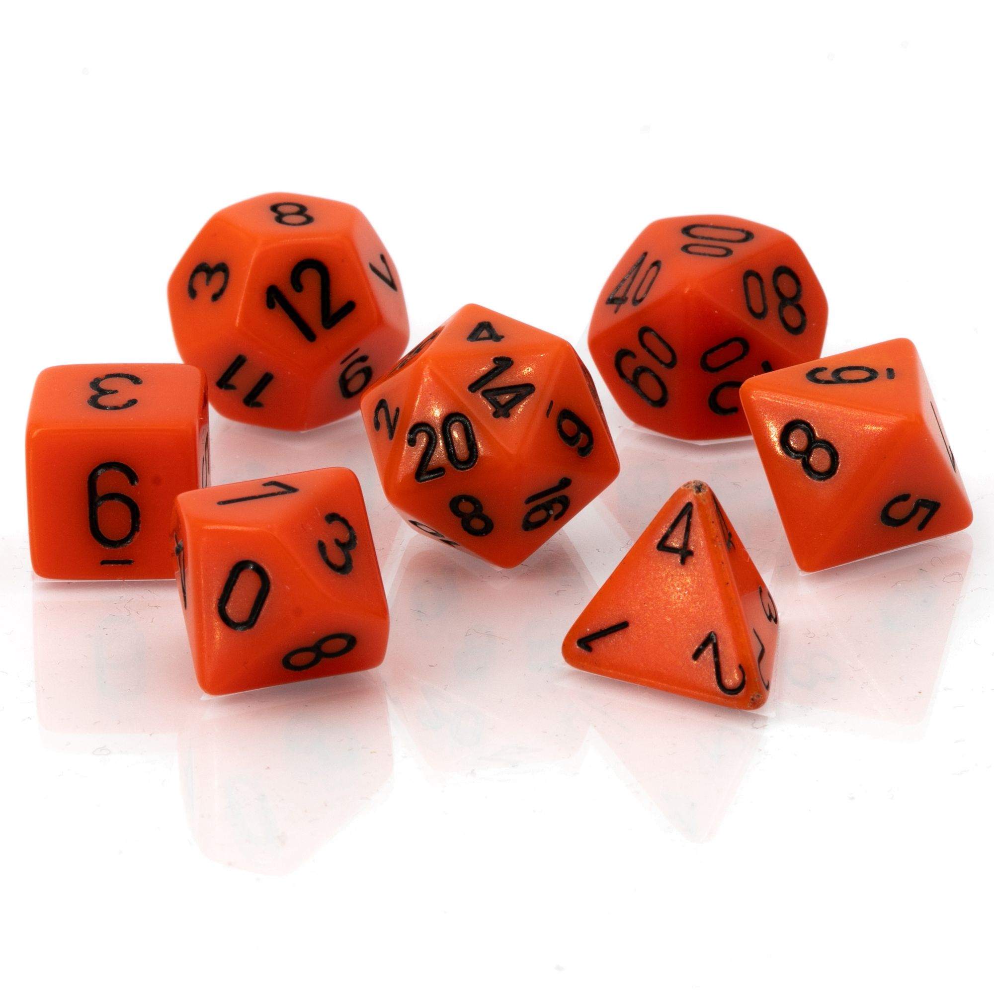 Satt Polyhedral orange / schwarz 7-Würfel Set