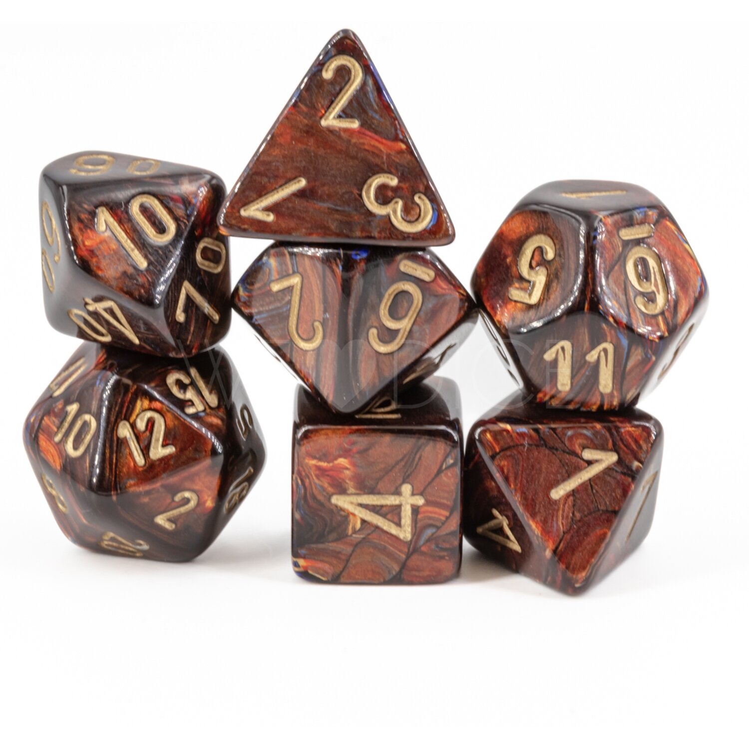 Scarab® Mega-hedral™  Polyhedral Blue Blood / gold 7-DieSet