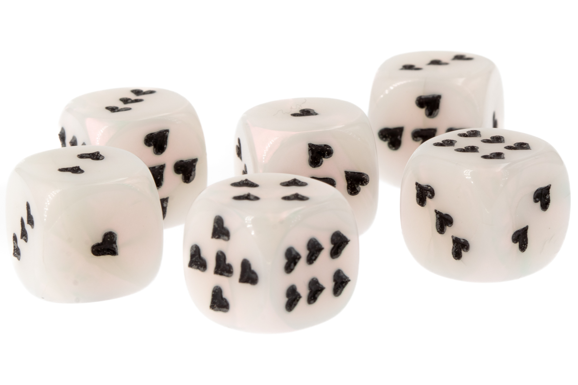 Heart Dice in white / black  silk