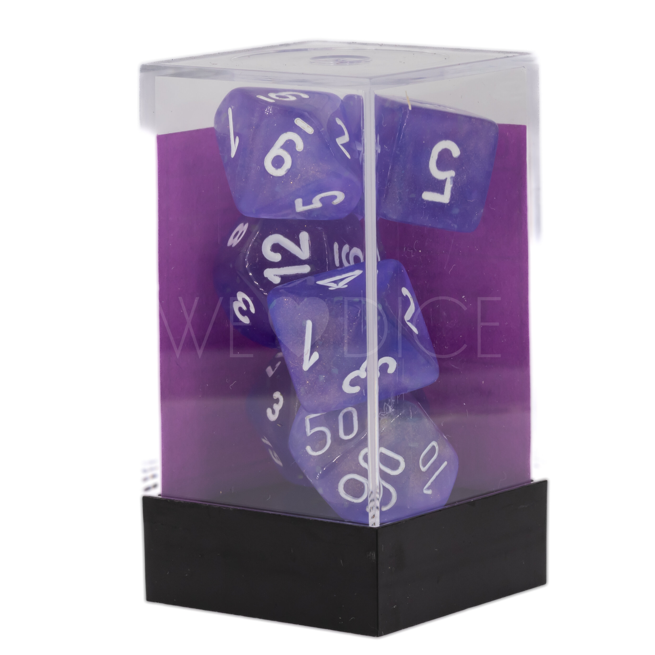 Borealis® Polyhedral Lila / weiß 7-Würfel Set