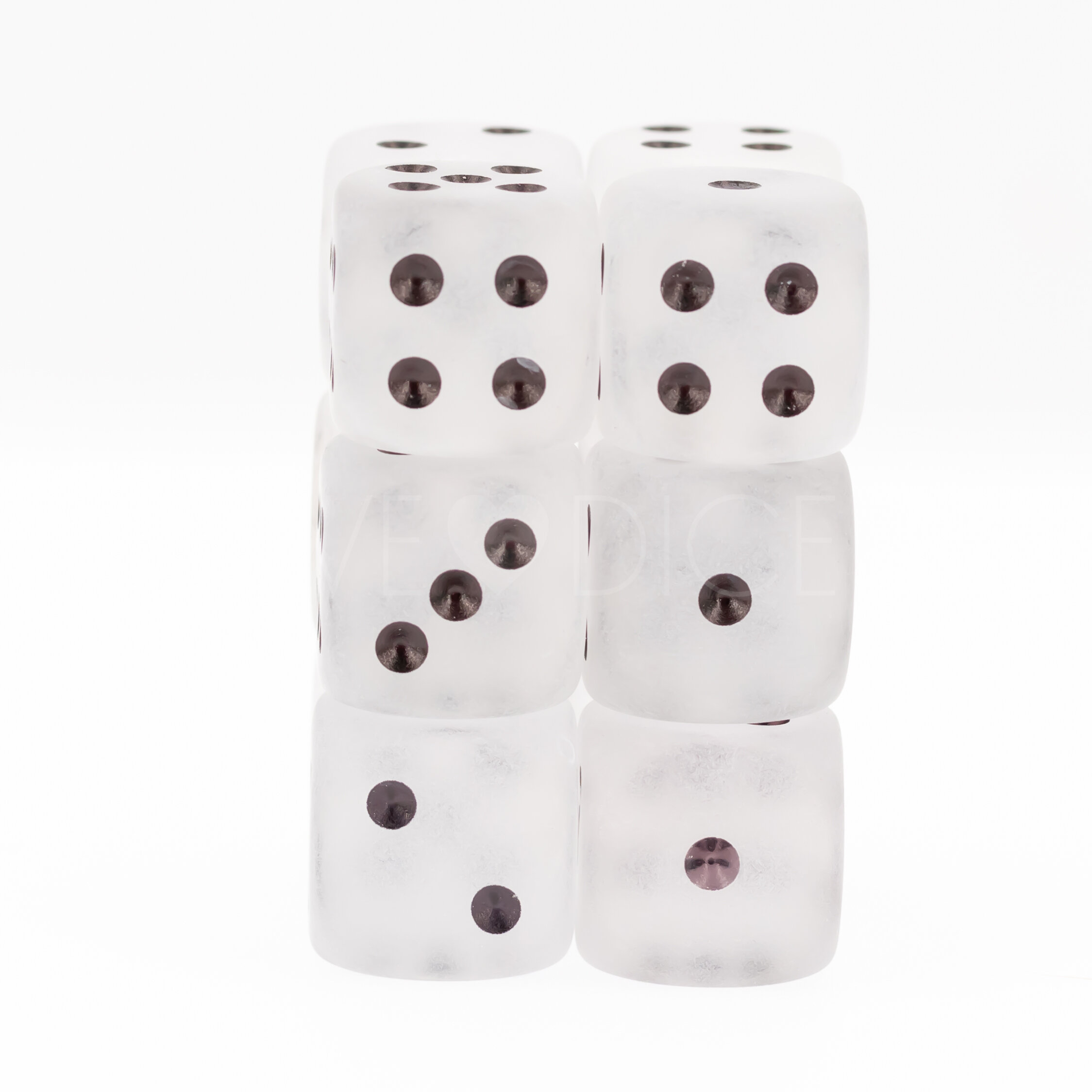 Frosted Clear / Schwarz 16mm W6 Würfel Set (12 Würfel)