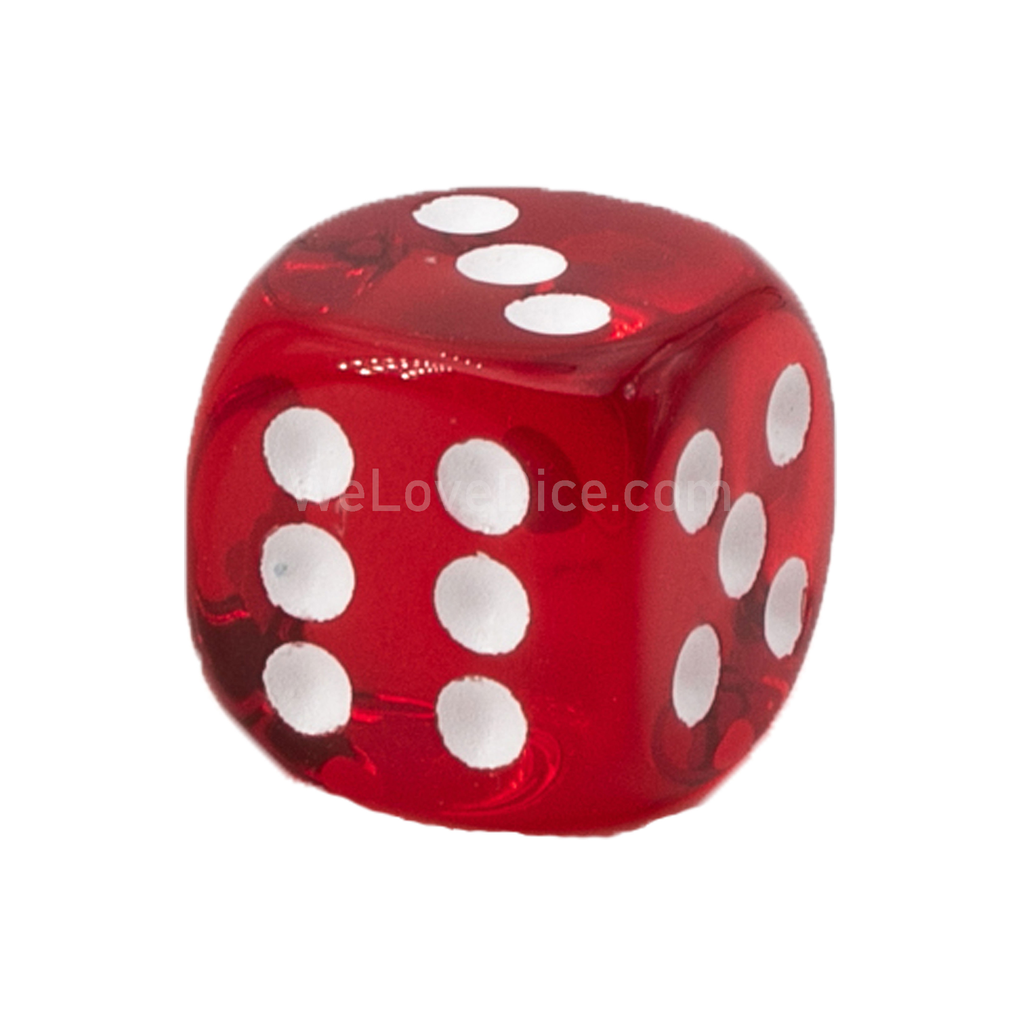 18mm W6 Würfel in rot transparent / weiß
