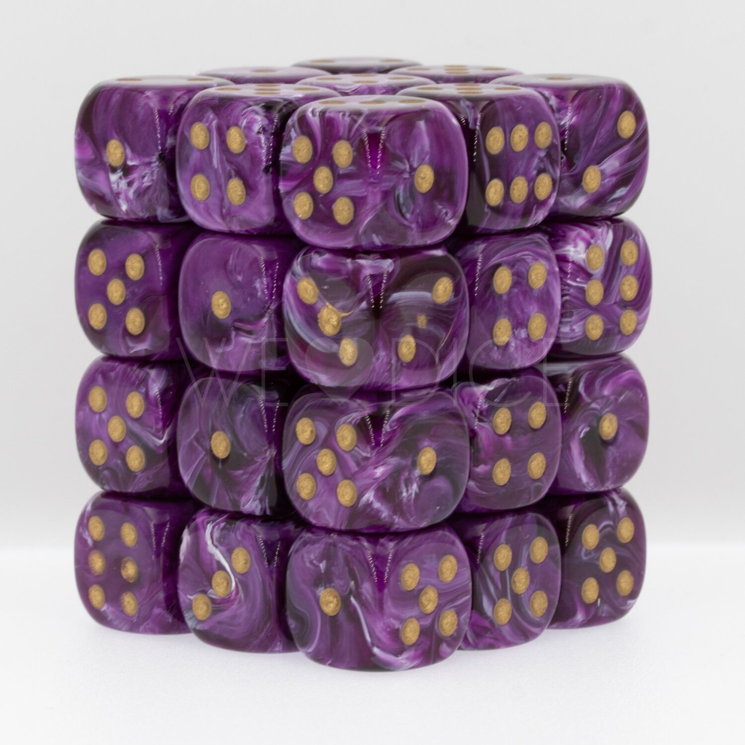 Vortex® Lila / Gold 12mm W6 Würfel Set (36 Würfel)
