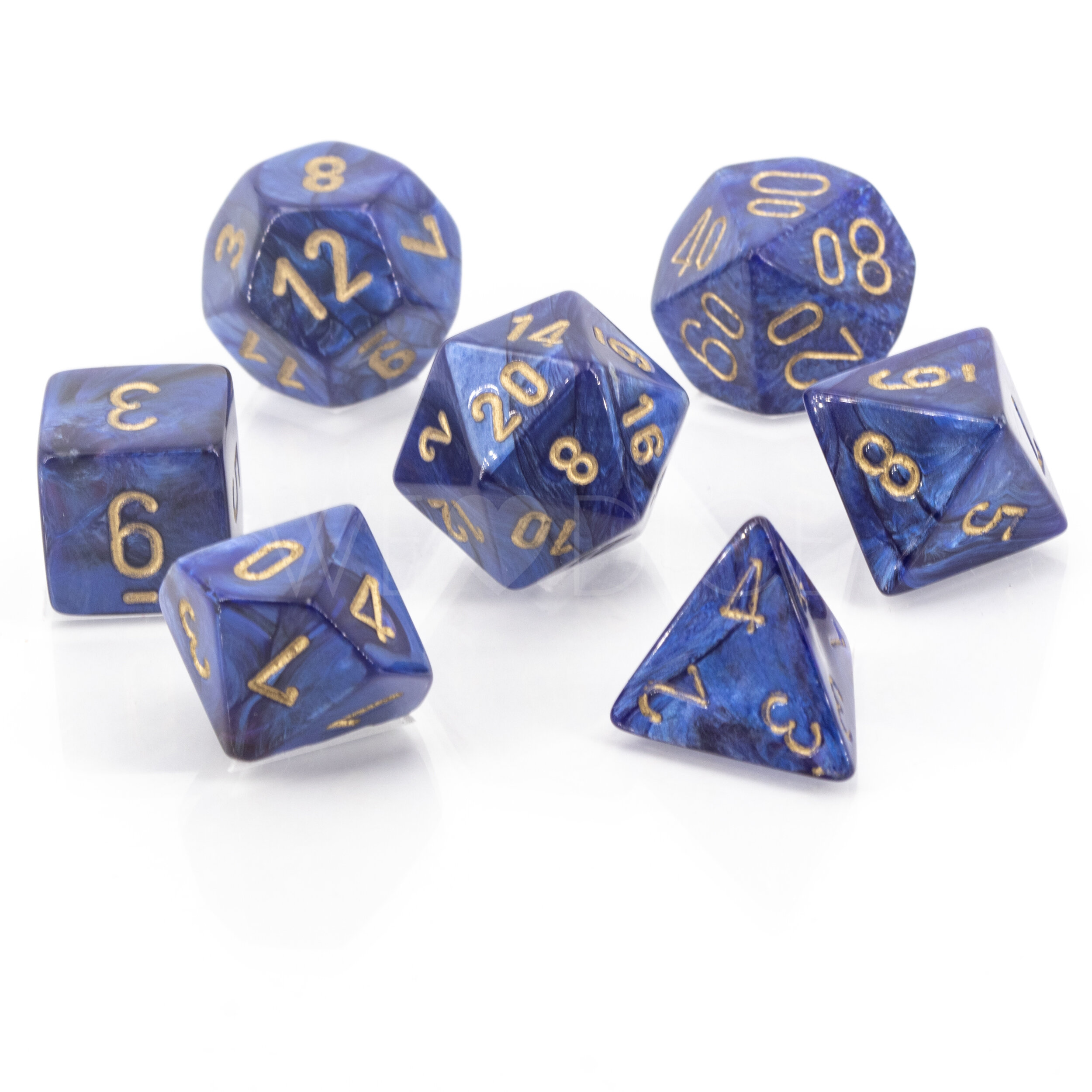 Scarab® Polyhedral Königsblau / Gold 7-Würfel Set