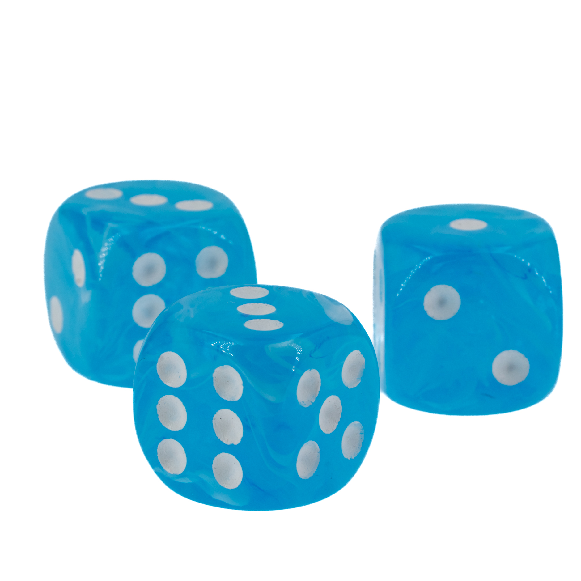 16mm W6 Würfel in himmelblau / weiß