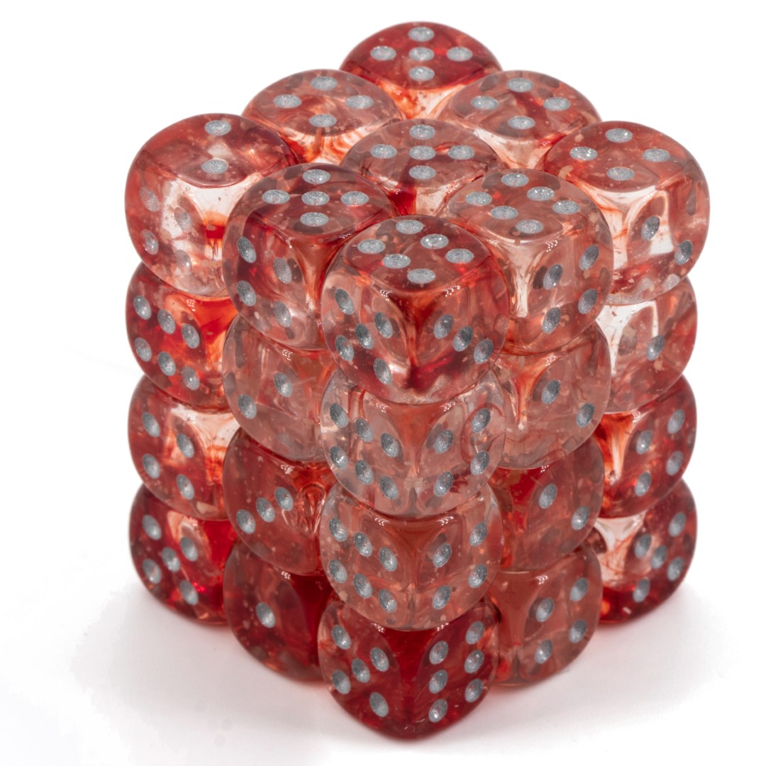Nebula® Rot / silber 12mm W6 Würfel Set (36 Würfel)