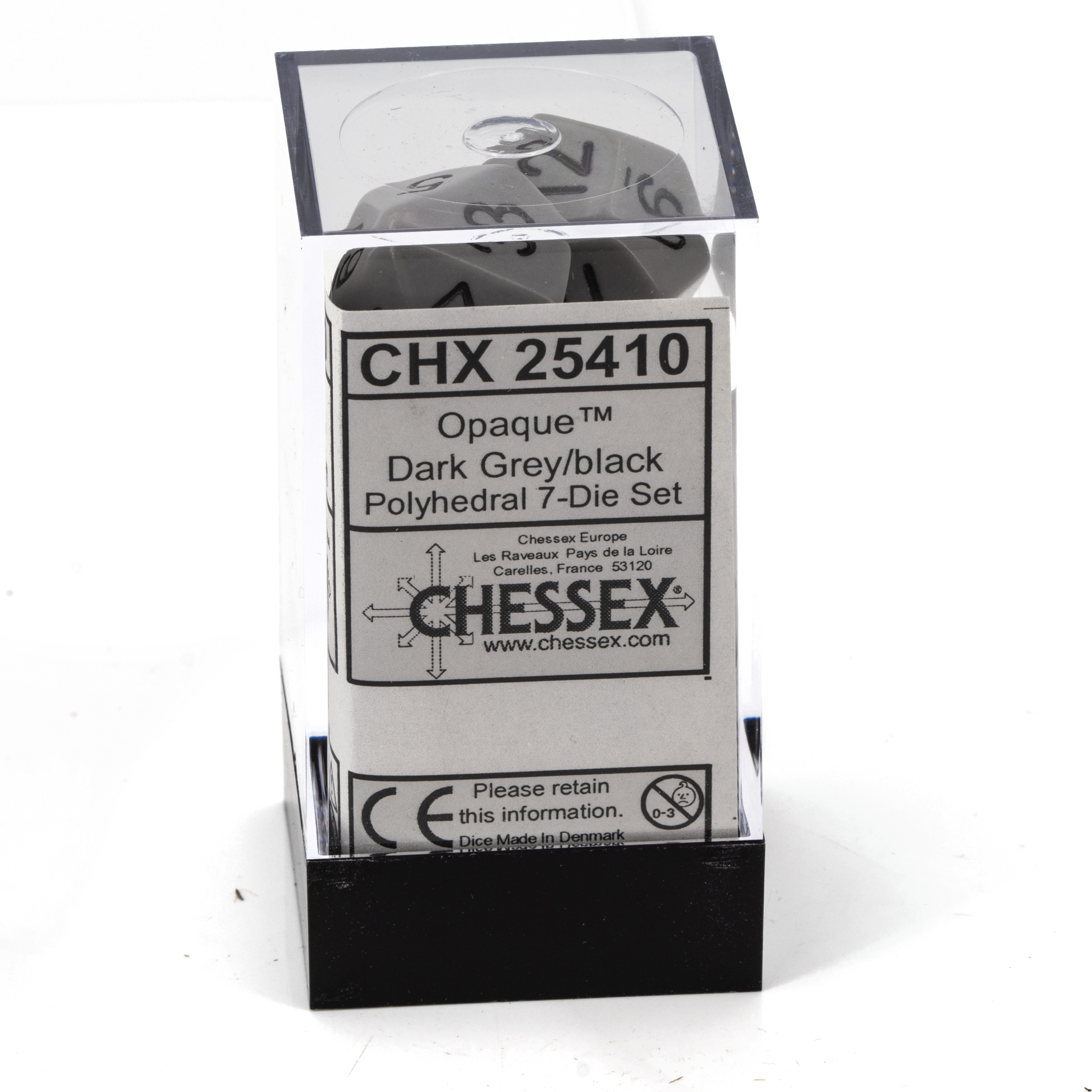 Satt Polyhedral dunkelgrau / schwarz 7-Würfel Set