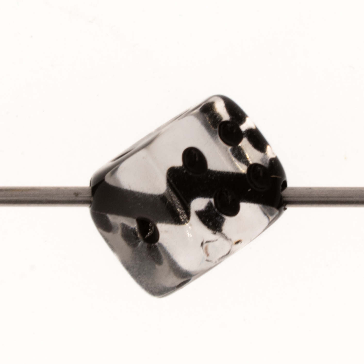  5mm Dice bead - crystall clear / black Translucent, in