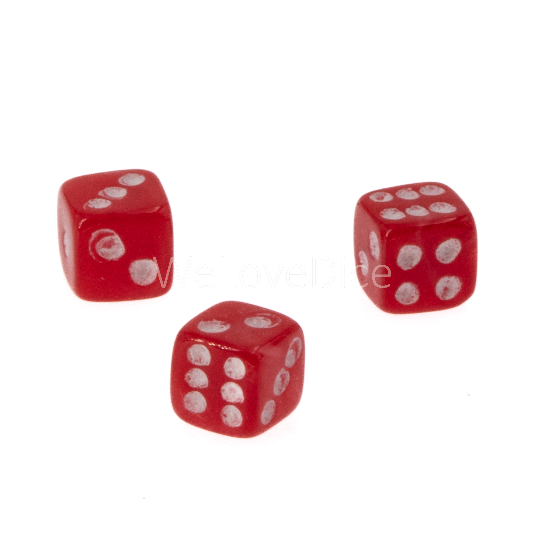 5mm  D6 Dice in mars red / white Marbled