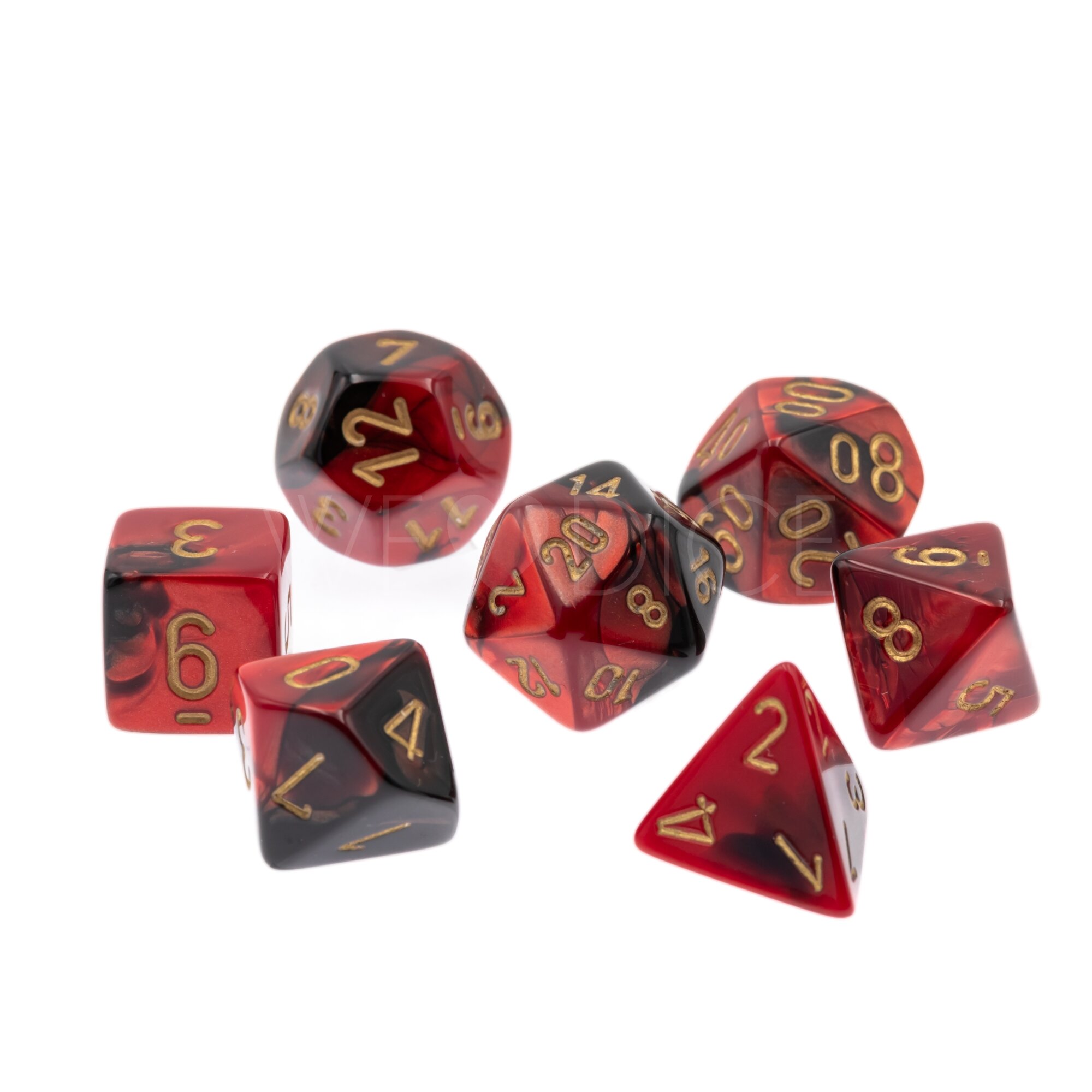 Gemini® Polyhedral Schwarz-Rot / gold 7-Würfel Set