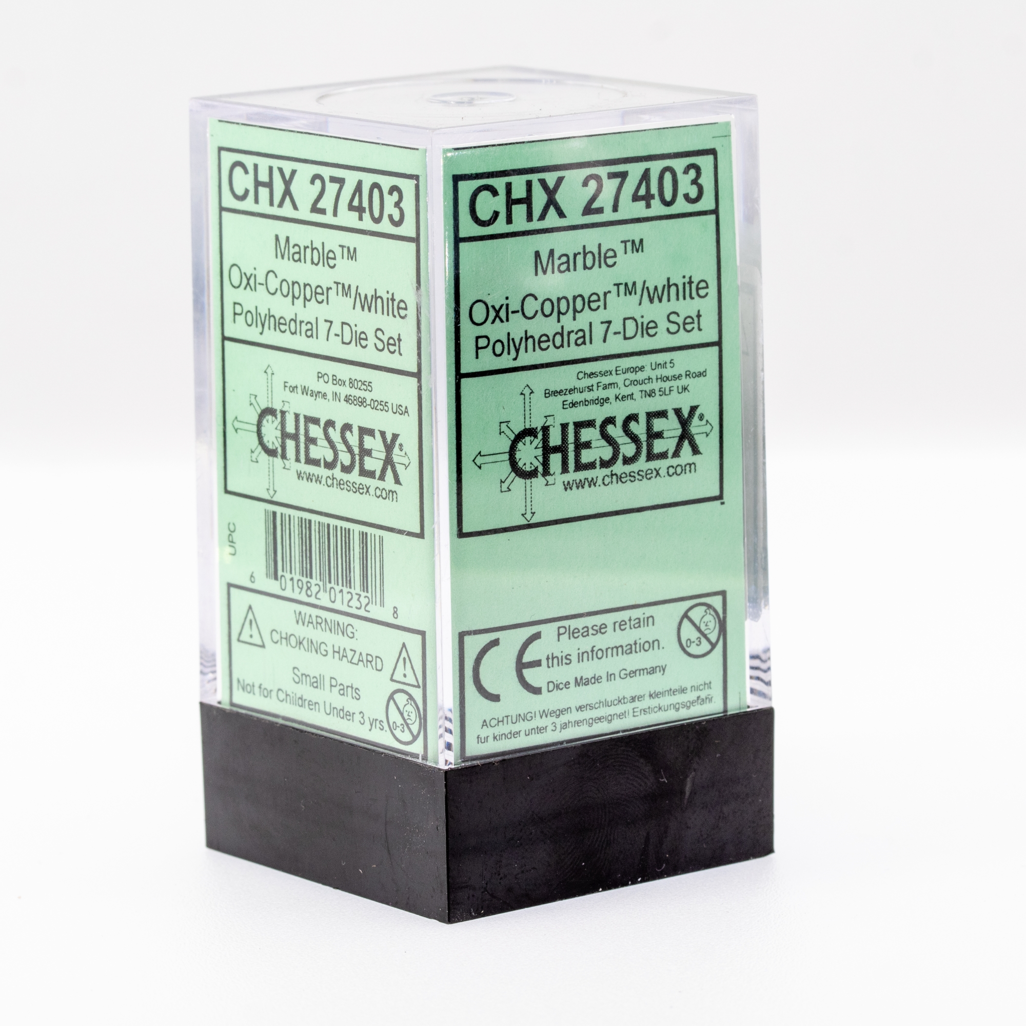 Marble  Polyhedral Oxi-Copper™ / weiss 7-Würfel Set