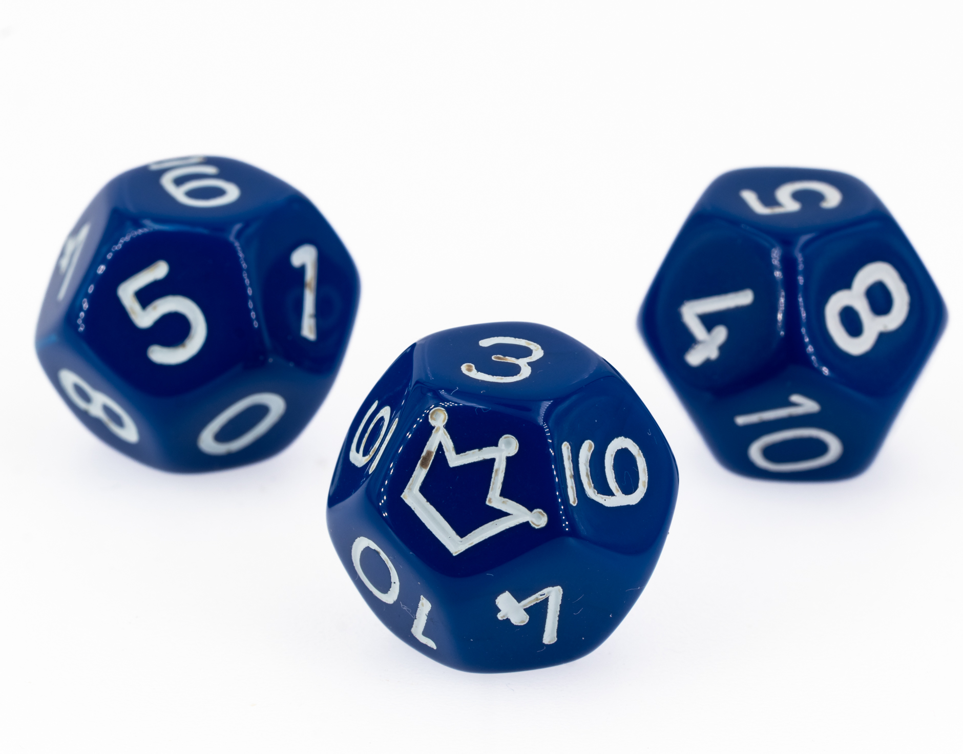 W12 Würfel 1-10 & Stern dunkelblau / weiß Satt