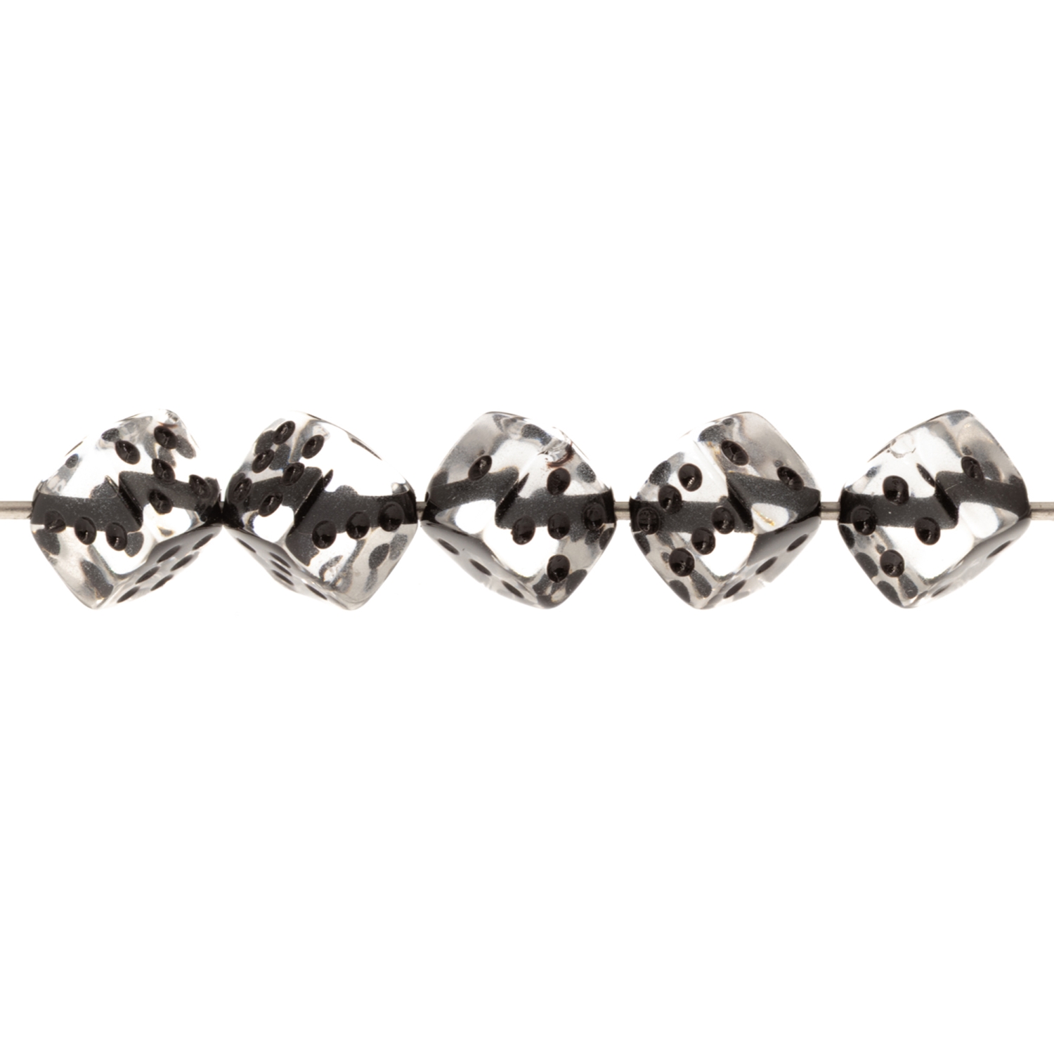  5mm Dice bead - crystall clear / black Translucent, in