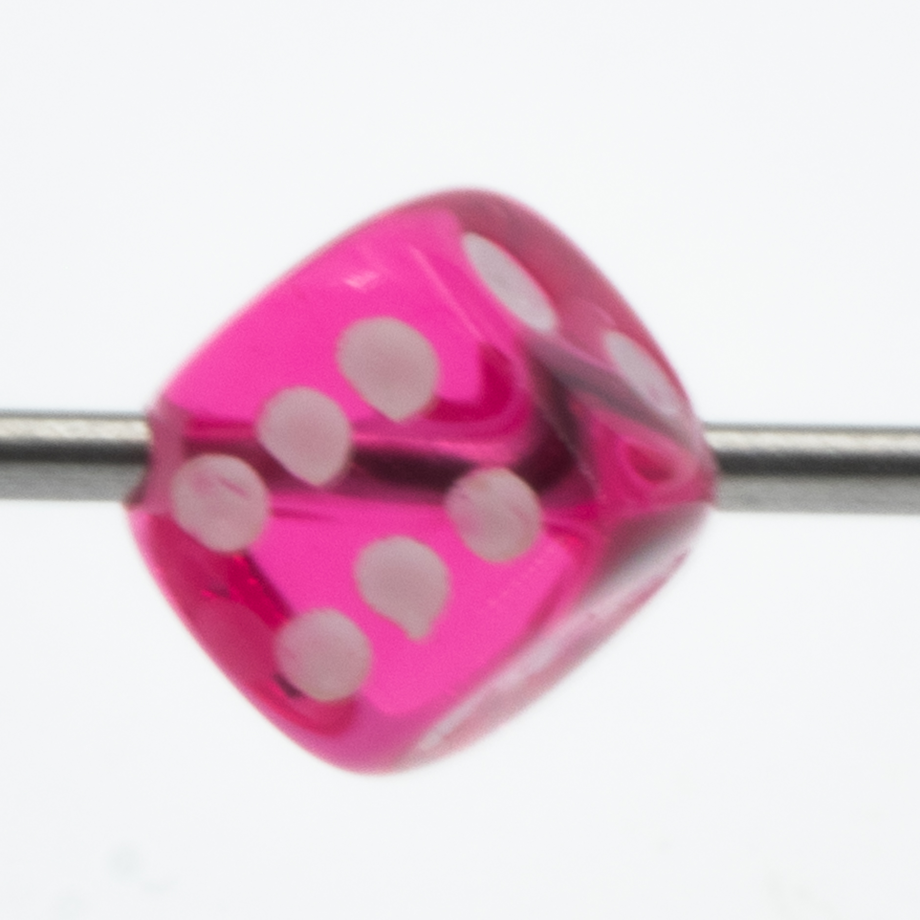  5mm Dice bead - rhaspberry sorbet / white Translucent, in