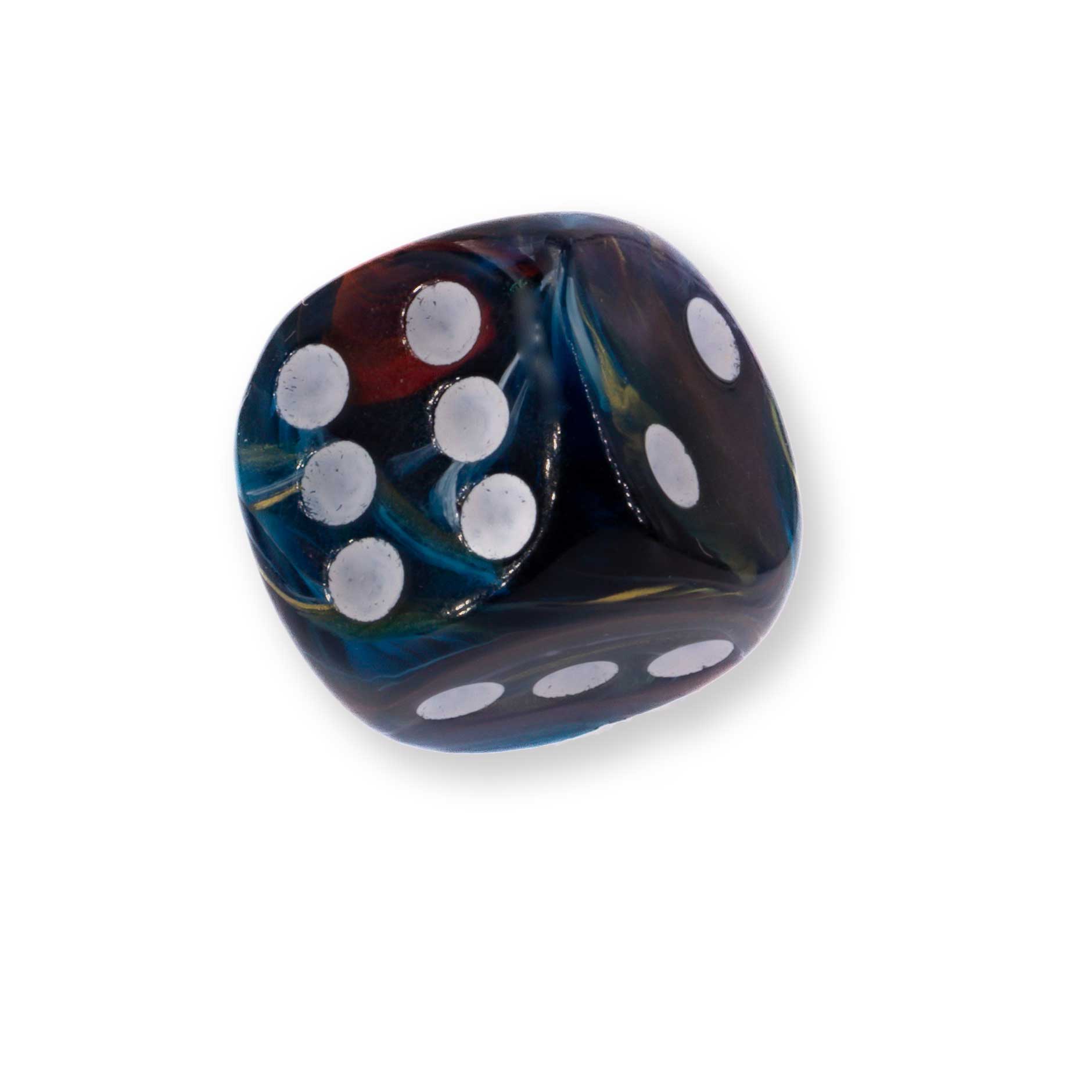 16mm  D6 Dice in Pietersit brown / white carneval, Marbled