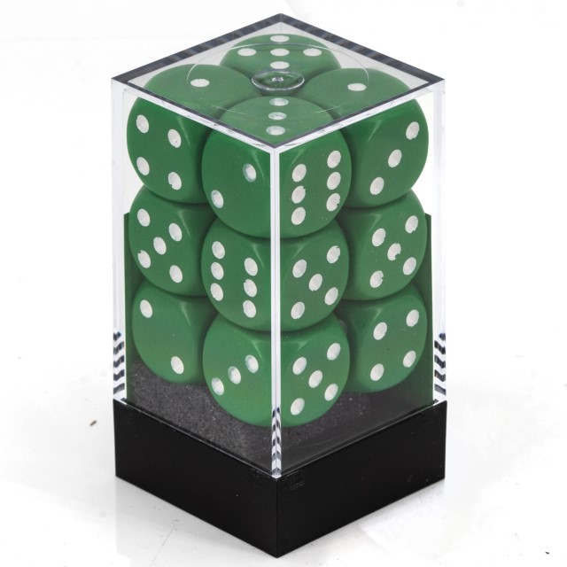 Satt grün / weiß 16mm W6 Würfel Set (12 Würfel)
