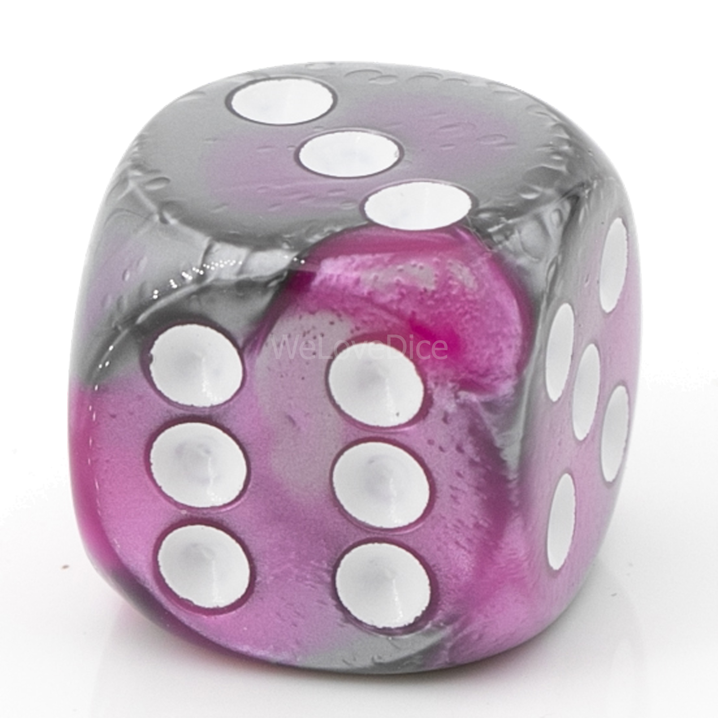 16mm  D6 Dice in silver pink / white