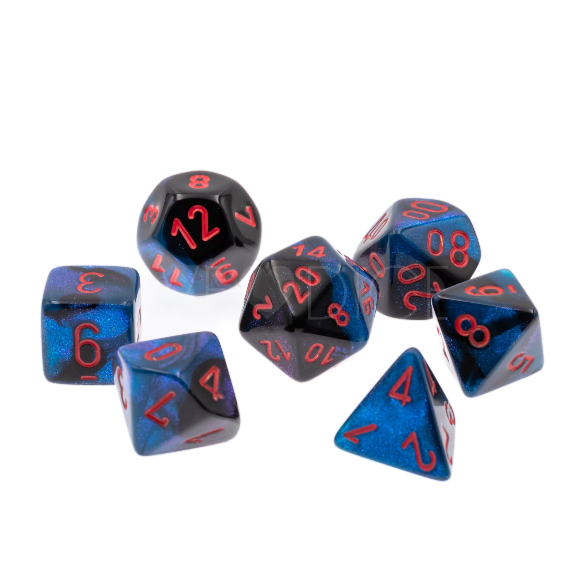 Gemini® Polyhedral Schwarz-Starlight / rot 7-Würfel Set