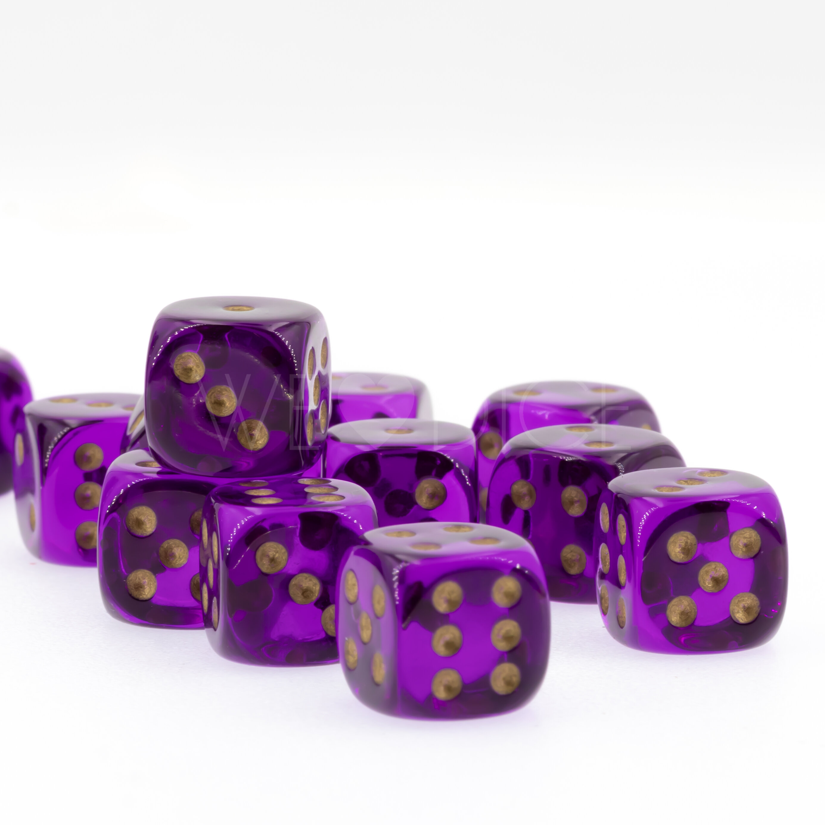 Translucent purple / gold 12mm D6 Dice Set  (36Pcs)