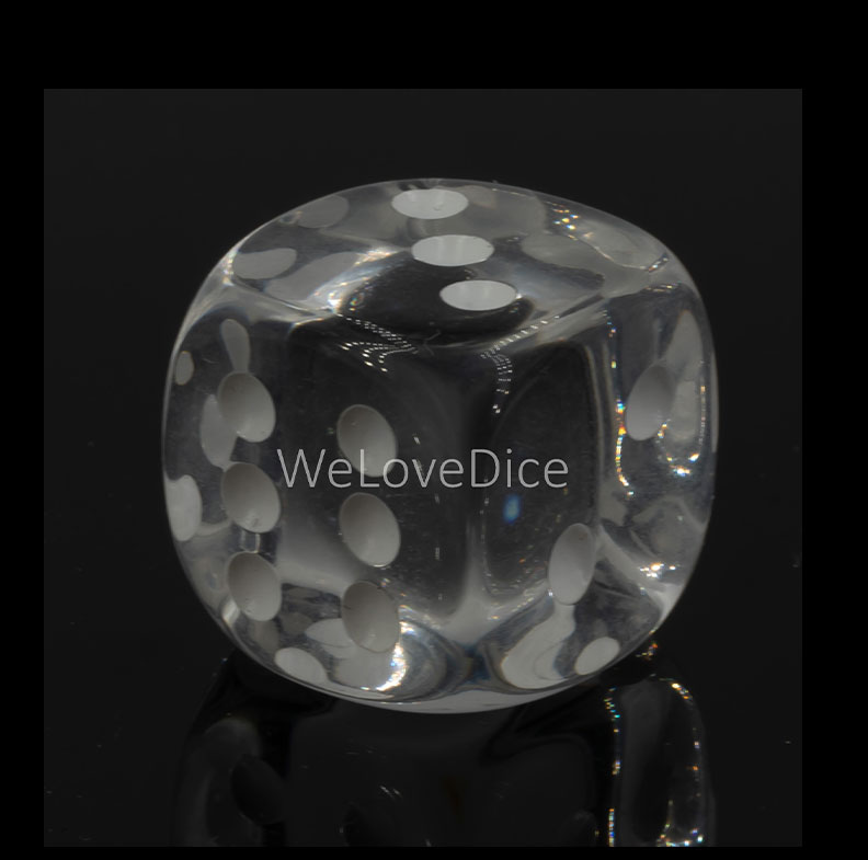 8mm  D6 Dice in clear / white Translucent