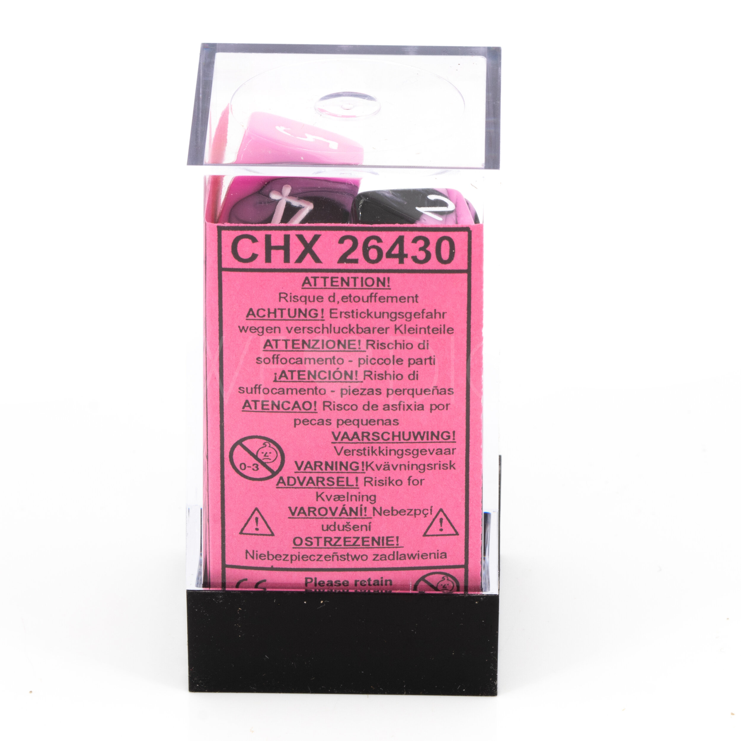 Gemini® Polyhedral Schwarz-Pink / weiß 7-Würfel Set